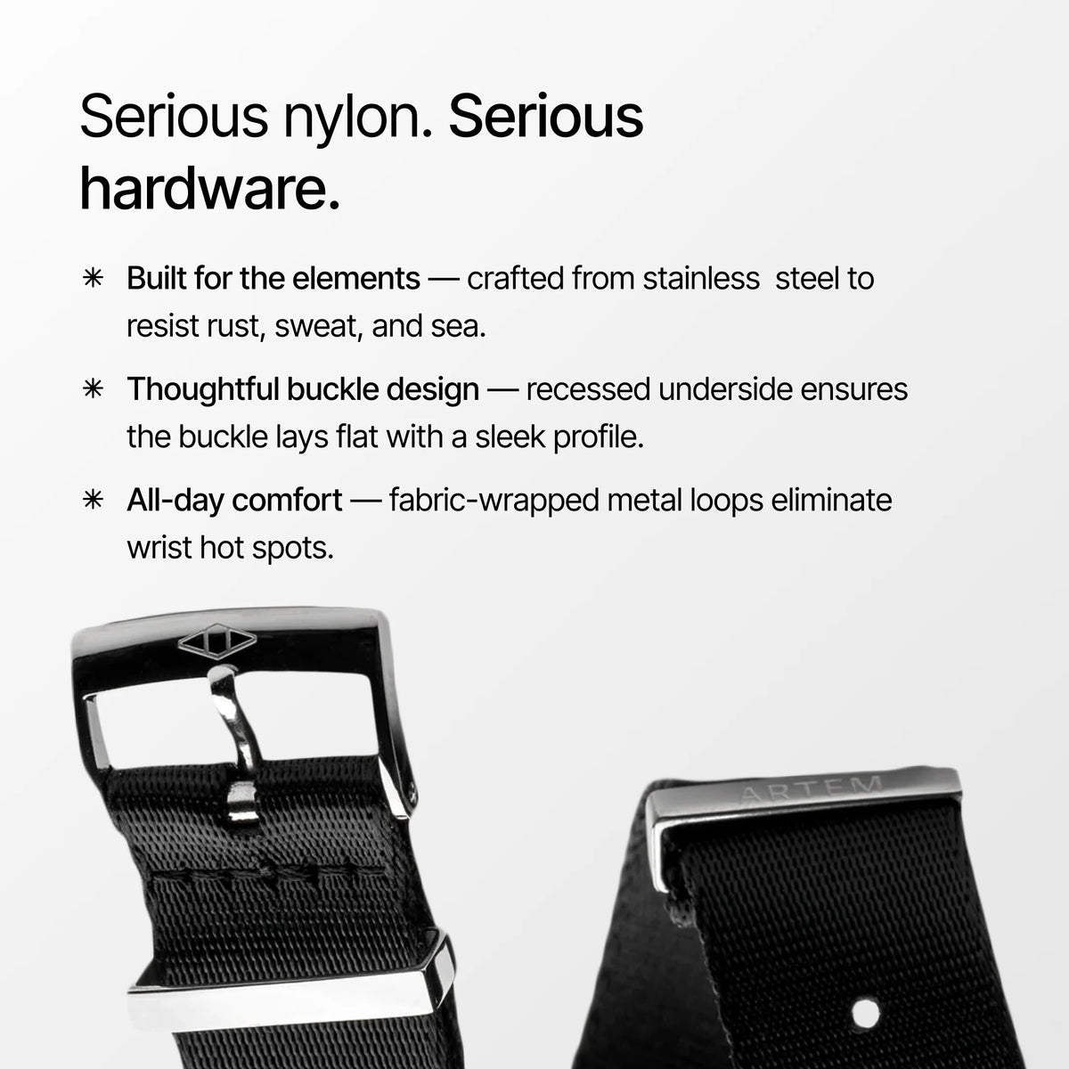 Black Nylon Watch Strap infographic