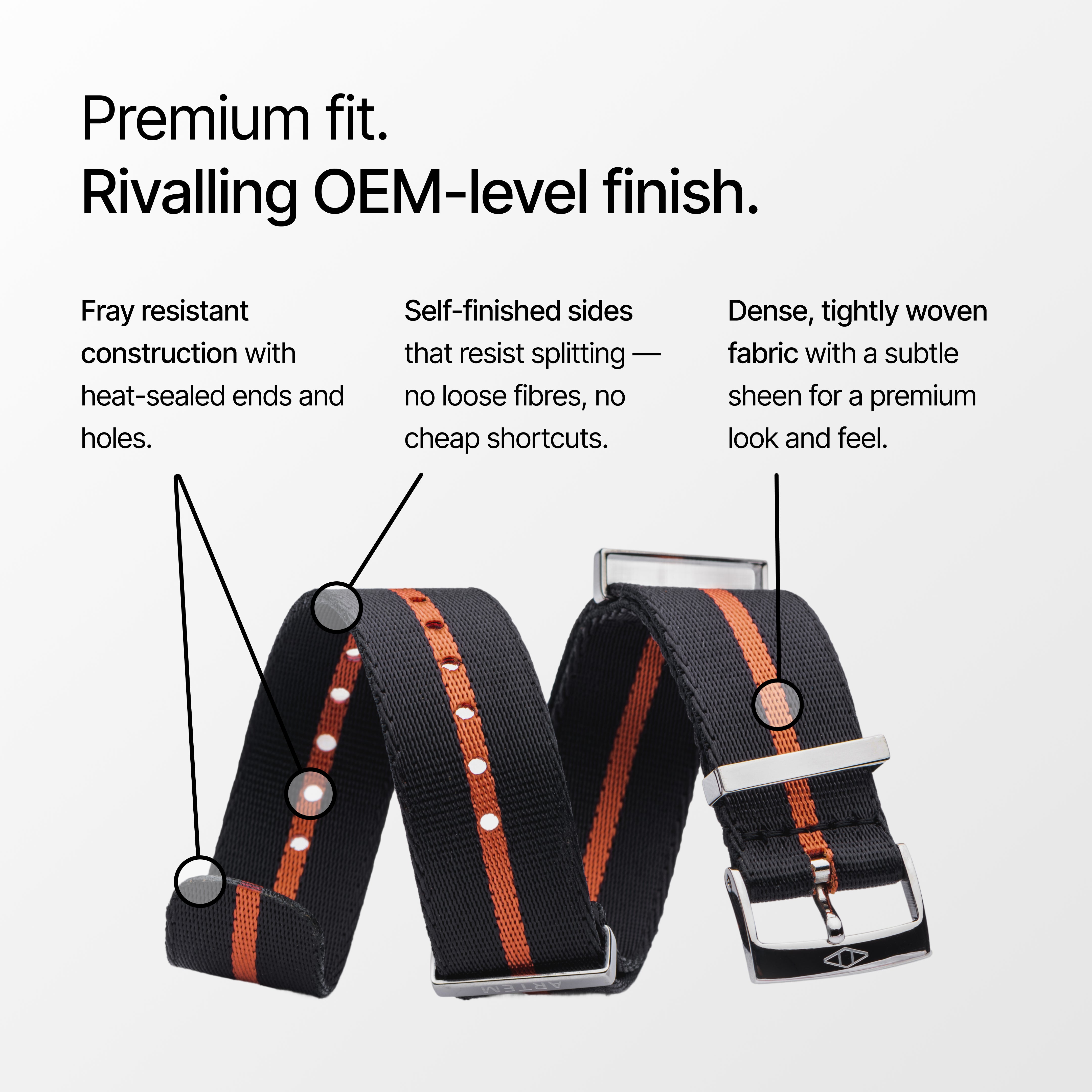 Orange Pin Stripe Nylon Watch Strap