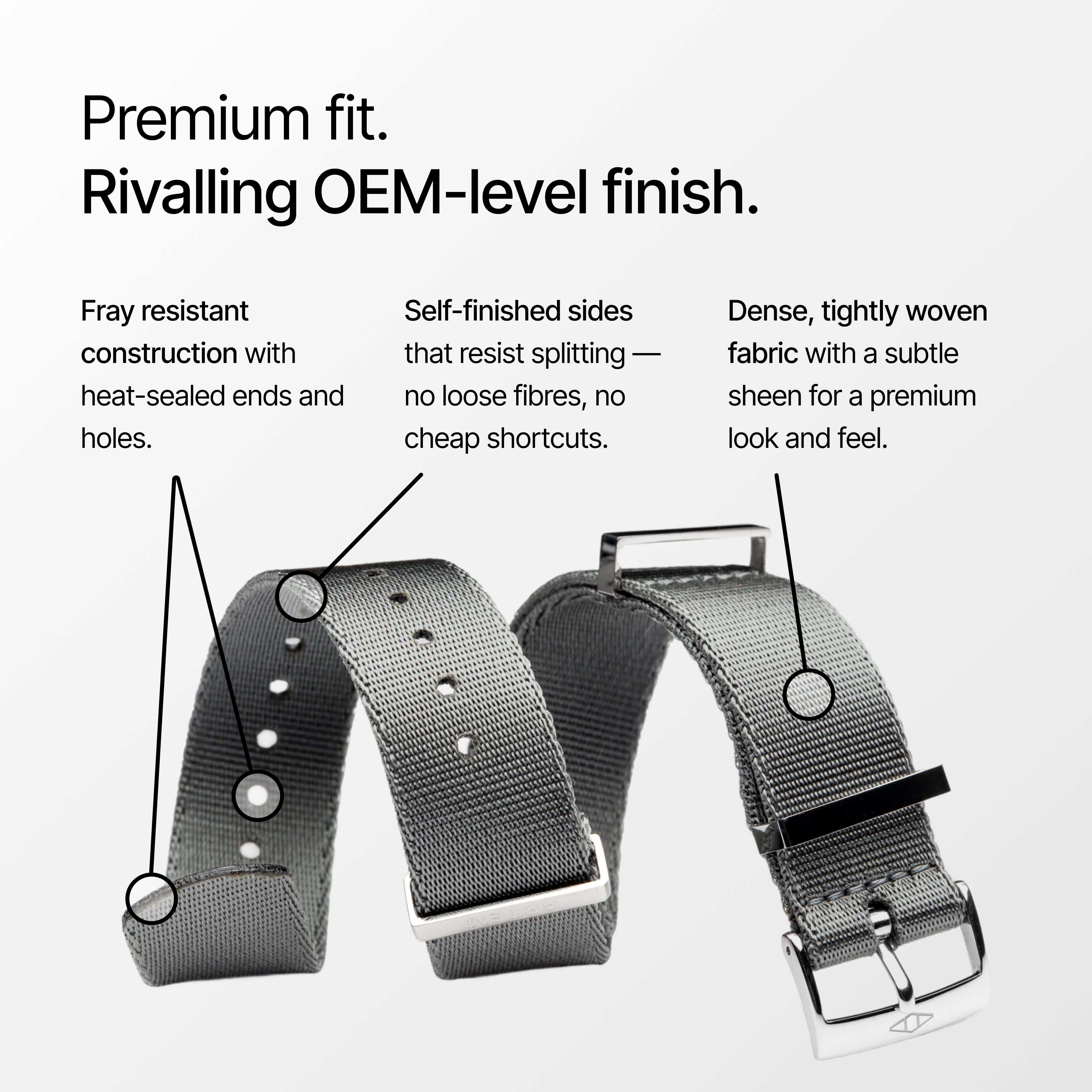 Grey Nylon Watch Strap