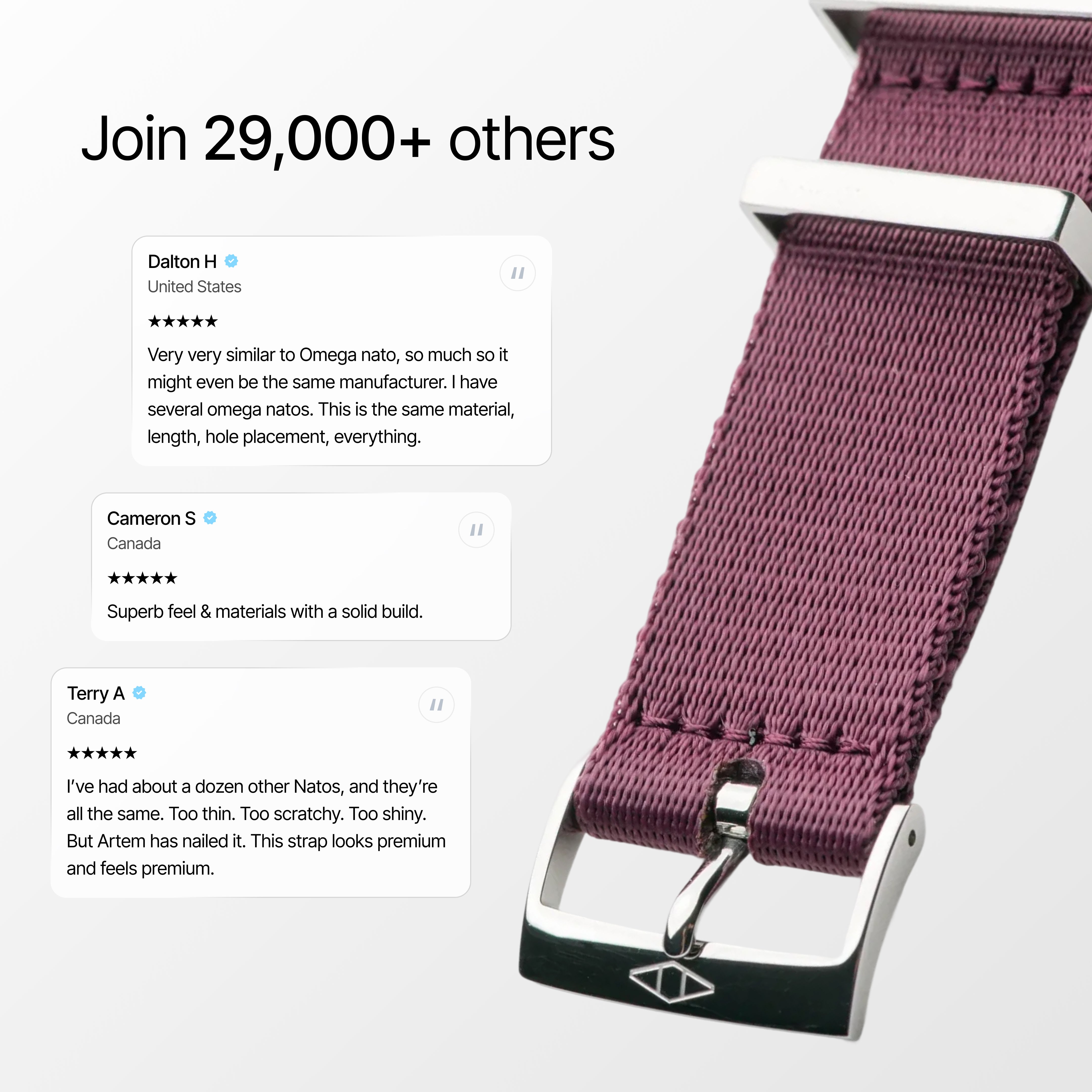 Burgundy Nylon Watch Strap