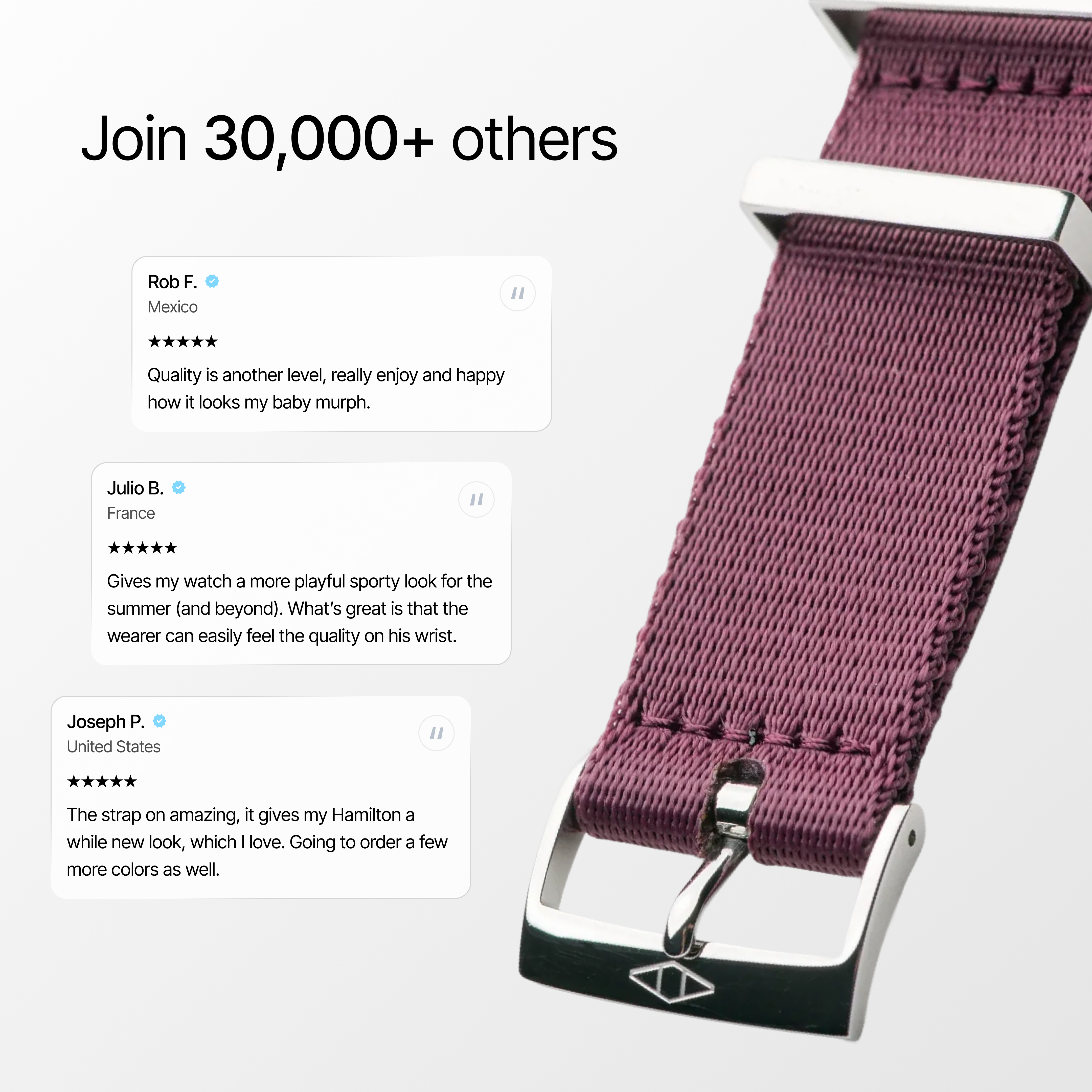 Burgundy Nylon Watch Strap