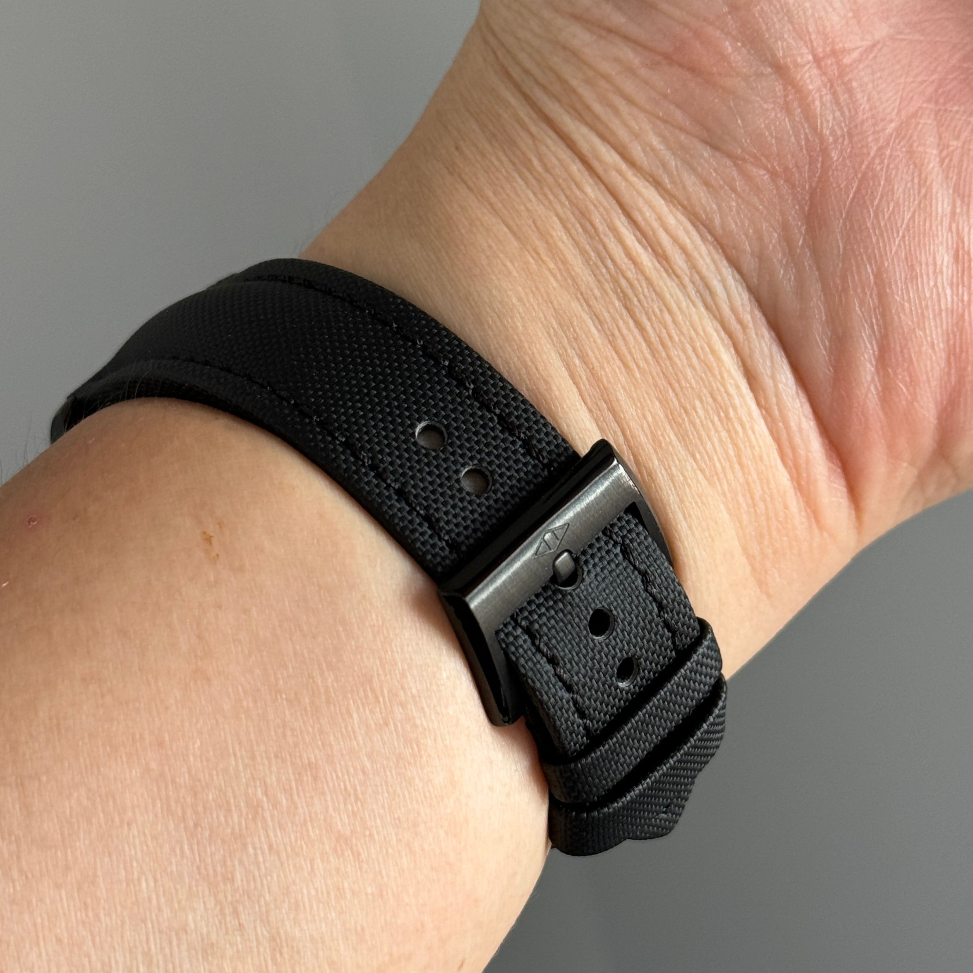 Classic | Black Sailcloth Watch Strap with Black Stitching
