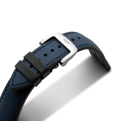 HydroFlex Navy Blue Hybrid FKM Watch Strap With Blue Stitching