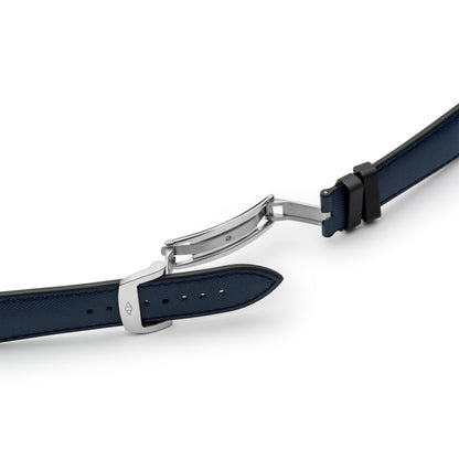 HydroFlex Navy Blue Hybrid FKM Watch Strap With Blue Stitching