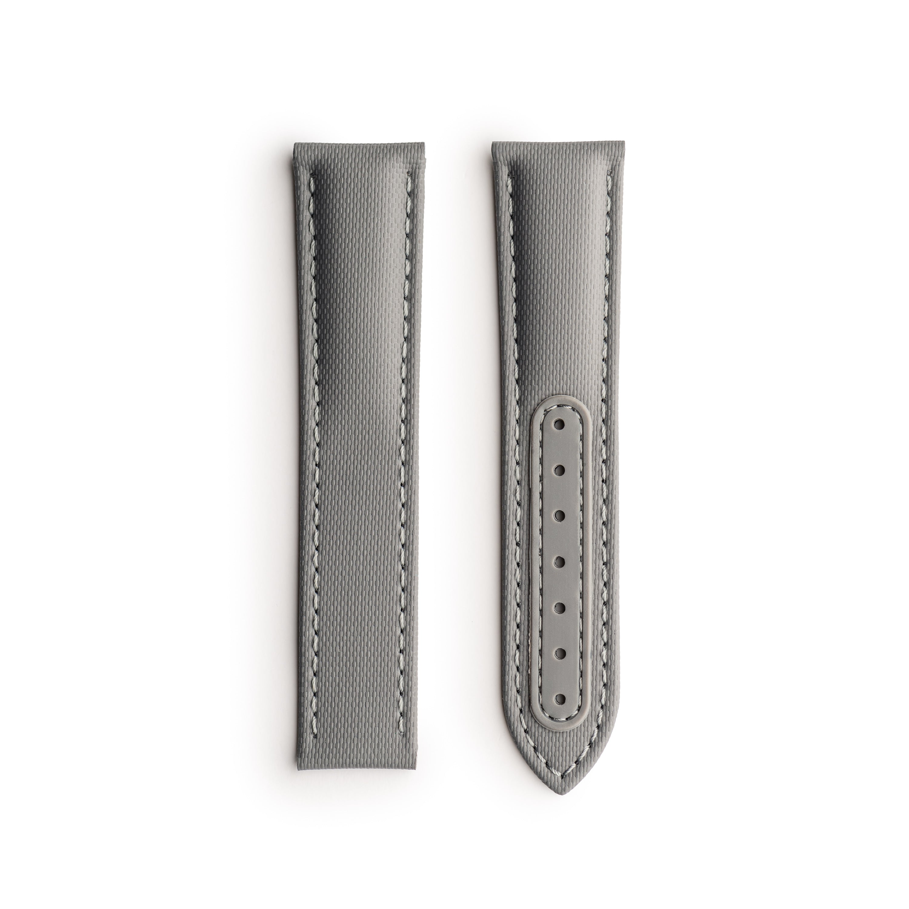 Loop-less Grey Sailcloth Watch Strap with Grey Stitching