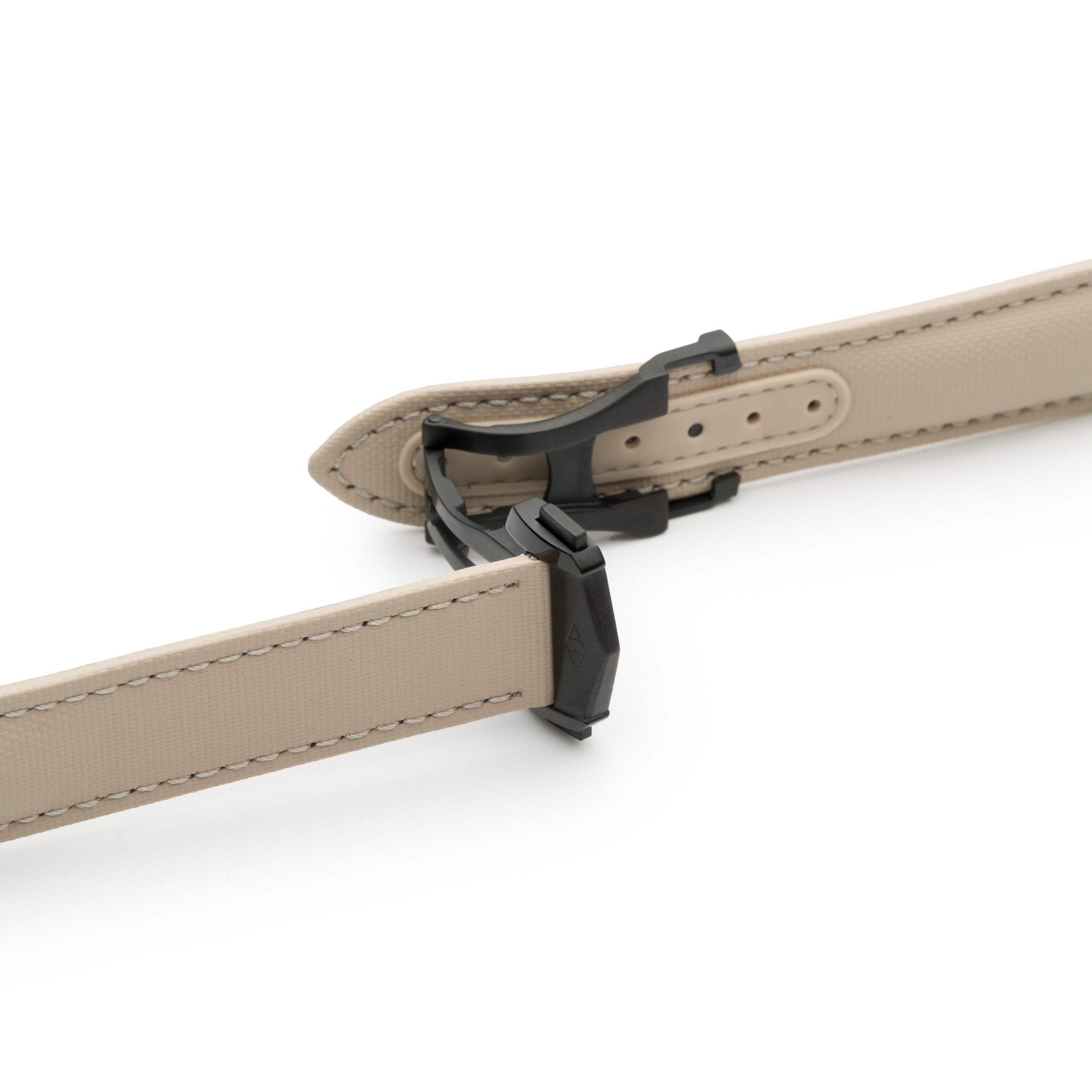 Loop-Less™ Sand Beige Sailcloth Watch Strap with White Stitching