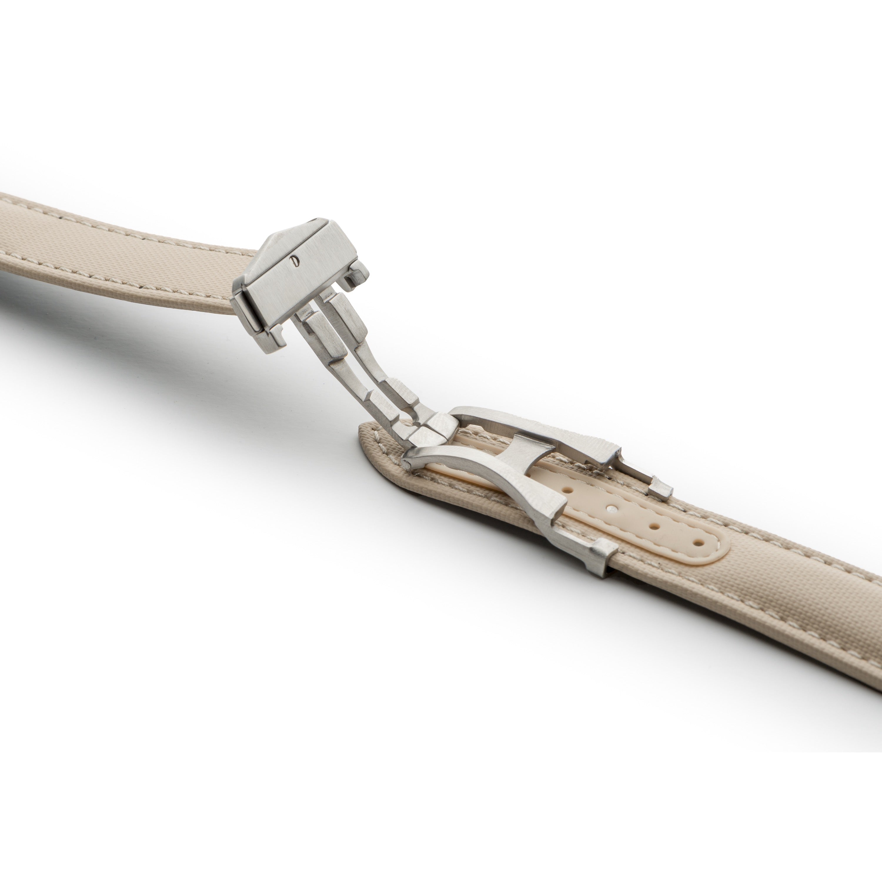 Loop-Less™ Sand Beige Sailcloth Watch Strap with White Stitching