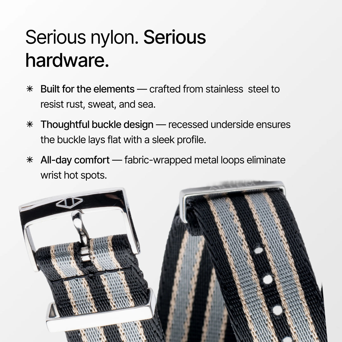 NTTD Nylon Watch Strap features