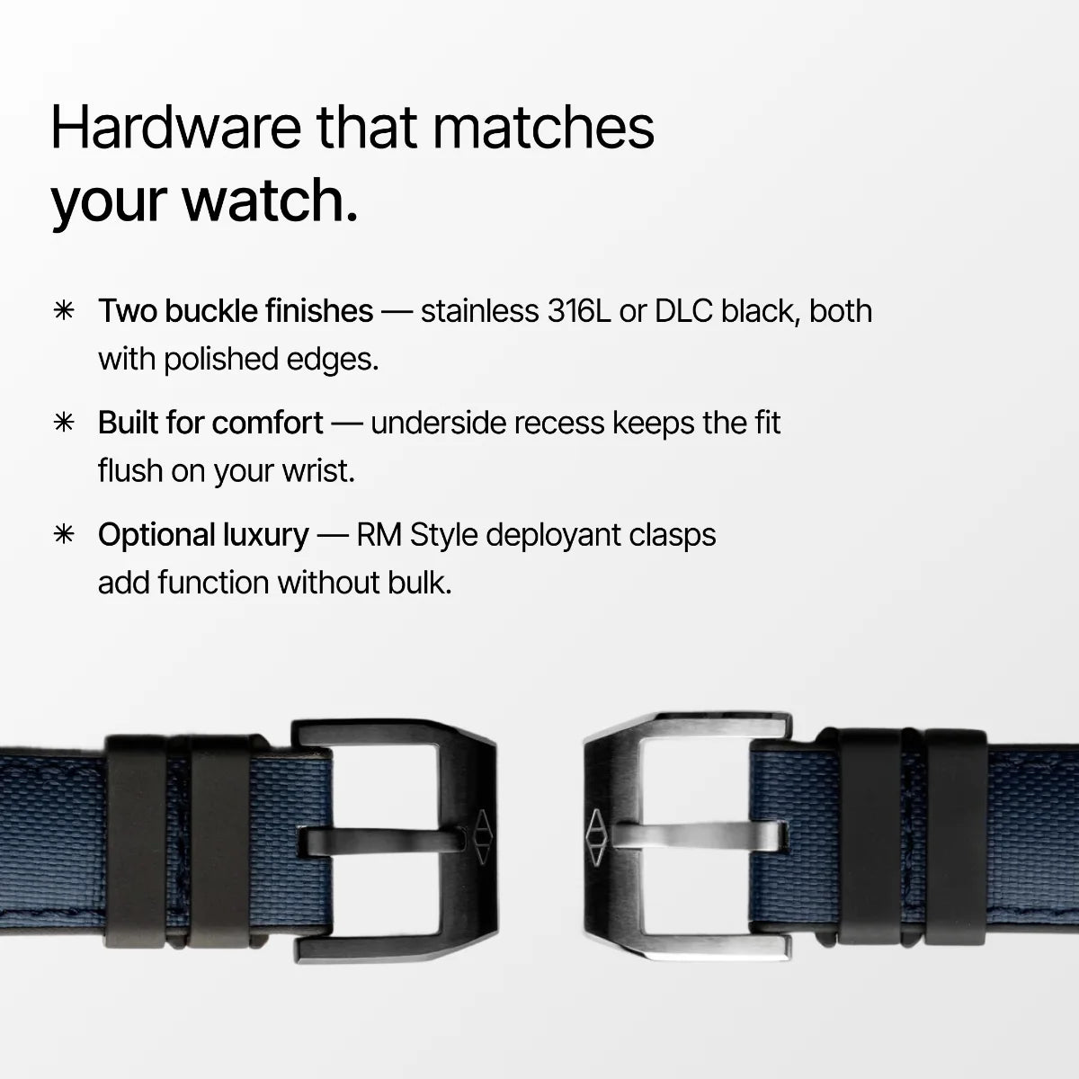 HydroFlex™ Navy Blue Hybrid FKM Watch Strap With Blue Stitching
