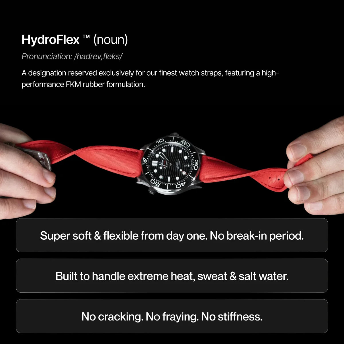 Loop-less™ HydroFlex™ | Blood Moon Edition | Red Strap with Red Stitching