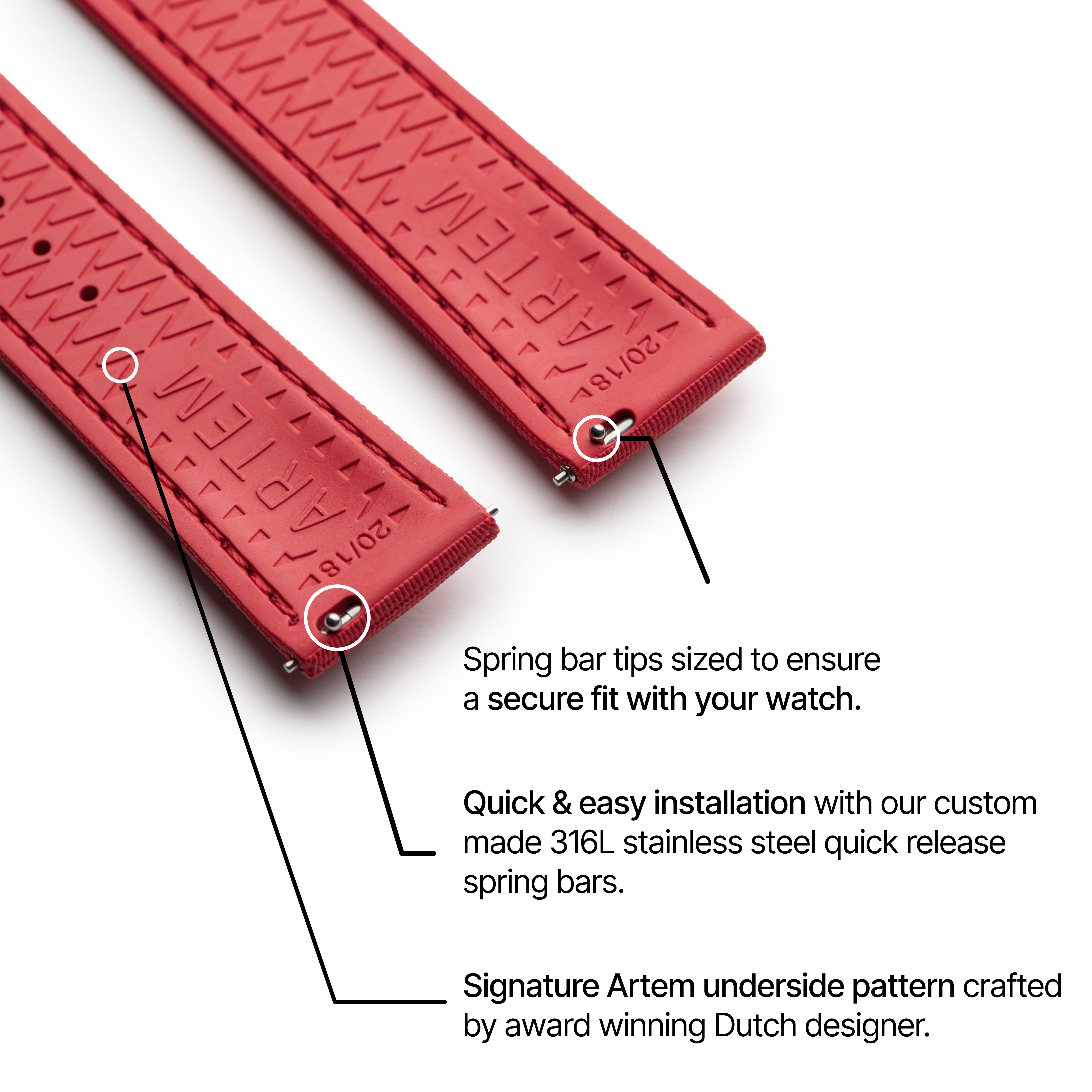 Loop-less™ HydroFlex™ | Blood Moon Edition | Red Strap with Red Stitching