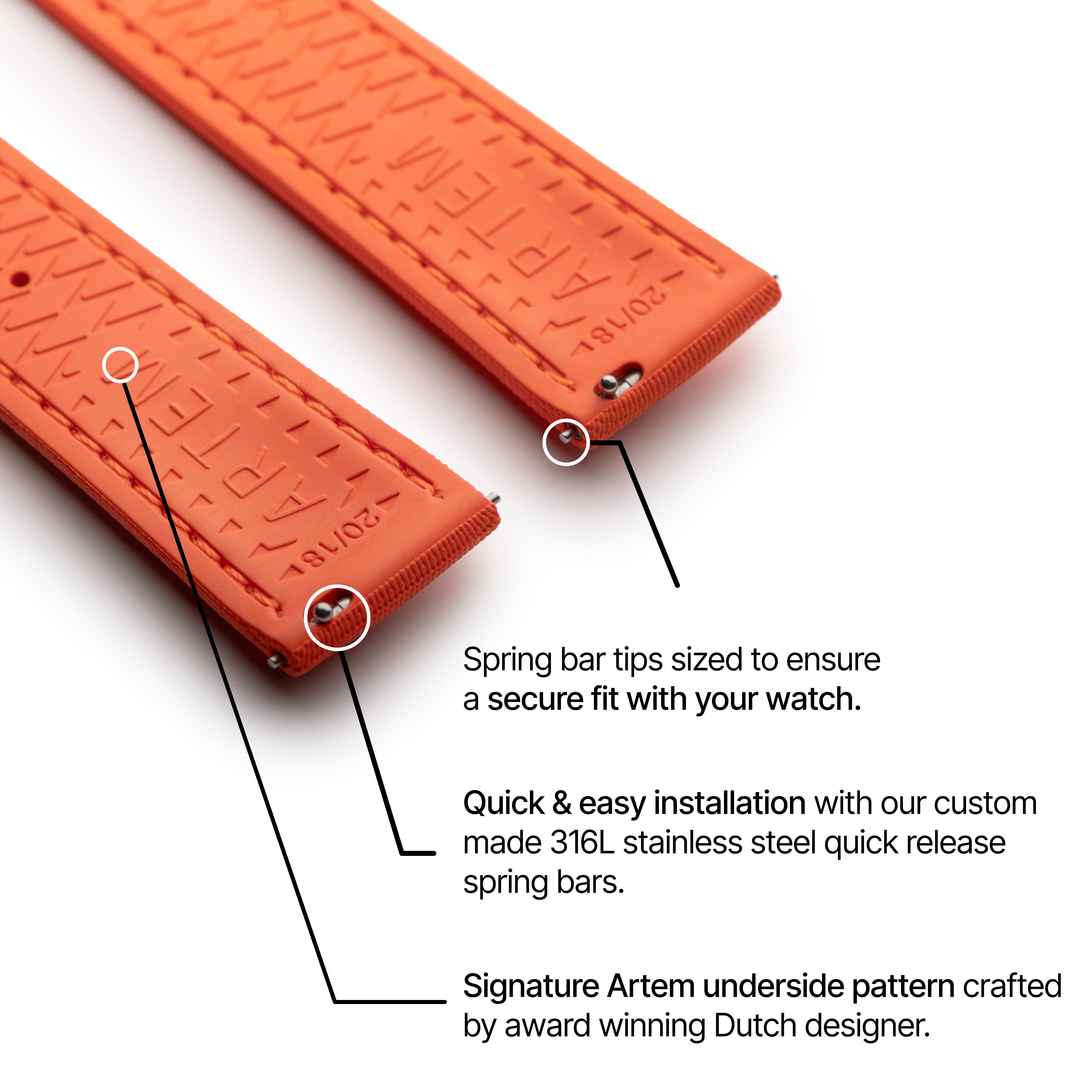 Loop-less™ HydroFlex™ | Solar Flare Edition | Orange Strap with Orange Stitching