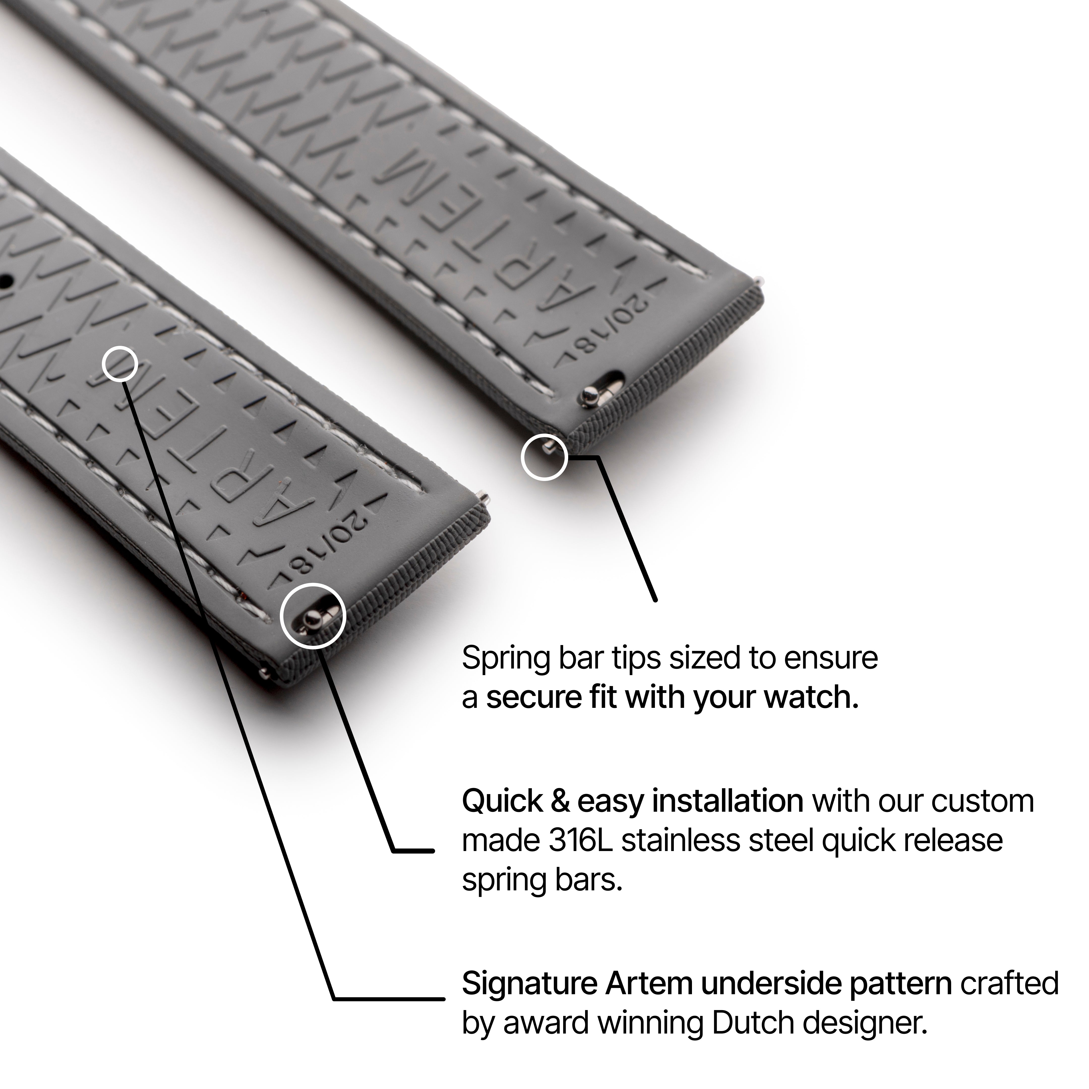 Loop-less™ HydroFlex™ | Lunar Ash Edition | Grey Strap with White Stitching