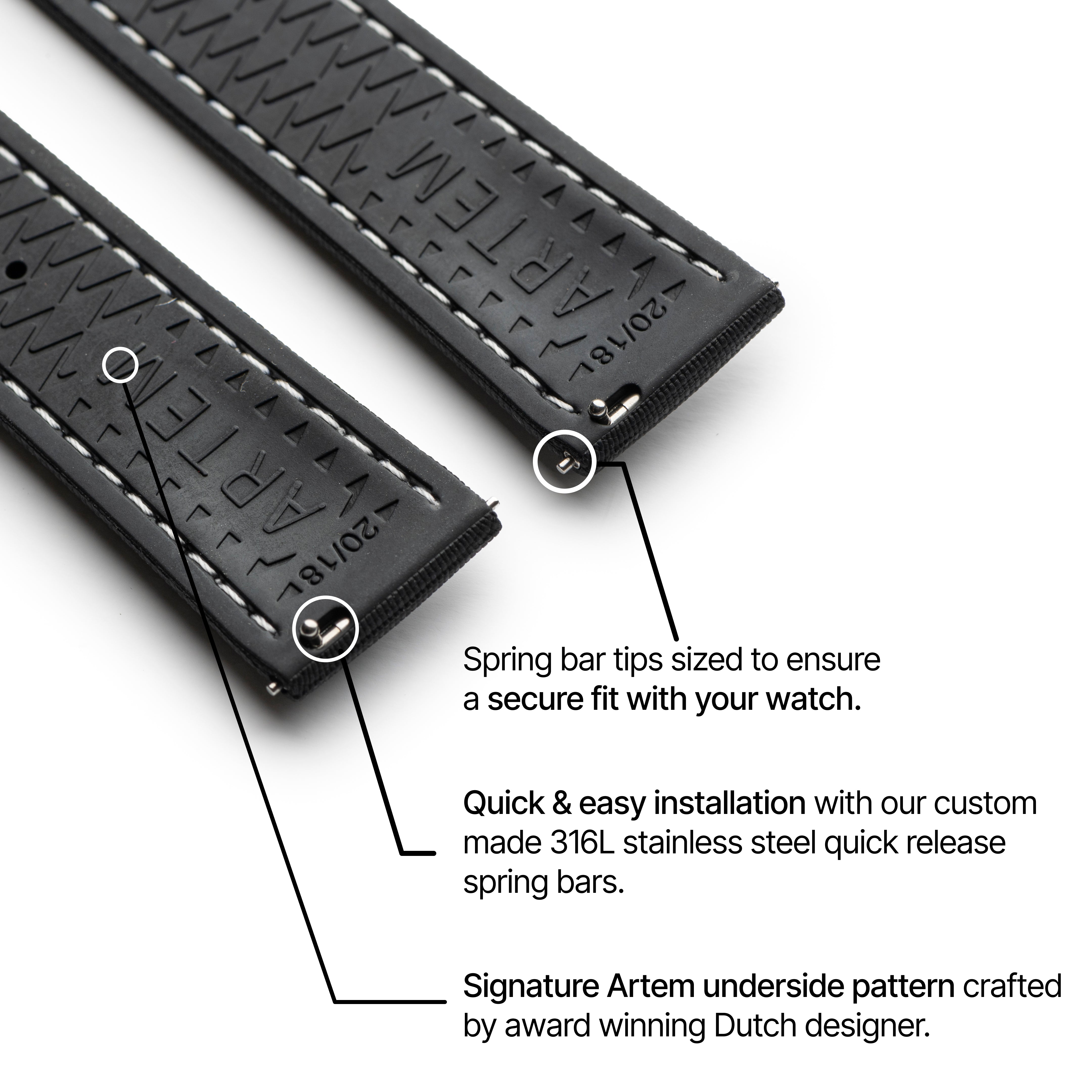 Loop-less™ HydroFlex™ | Event Horizon Edition | Black Strap with White Stitching