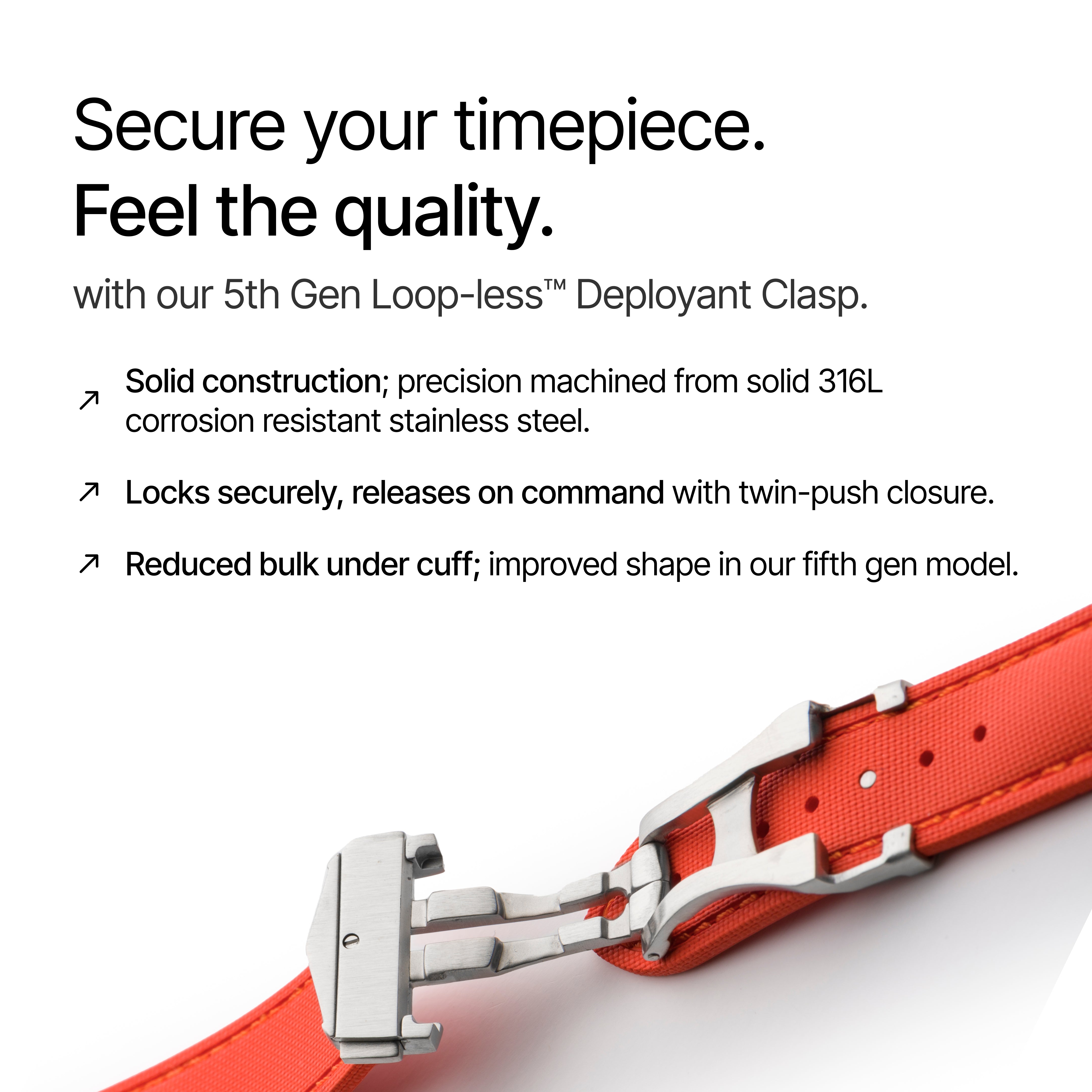 Loop-less™ HydroFlex™ | Solar Flare Edition | Orange Strap with Orange Stitching