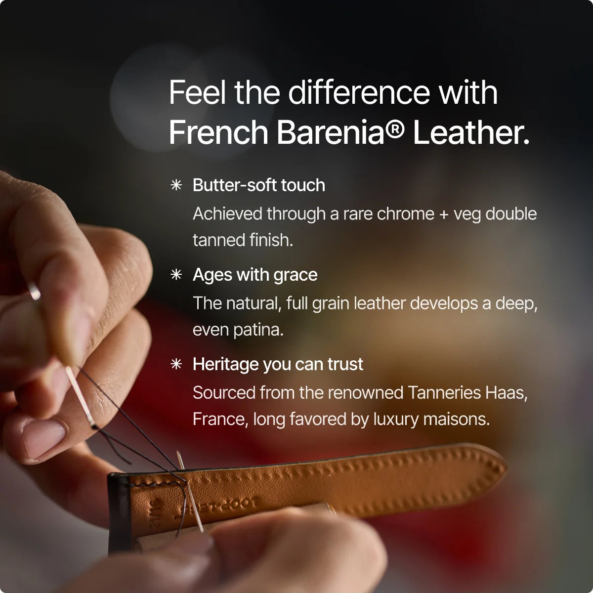 Loop-less™ Barenia® Leather | Saddle Tan Edition | Tan Strap with Tan Stitching