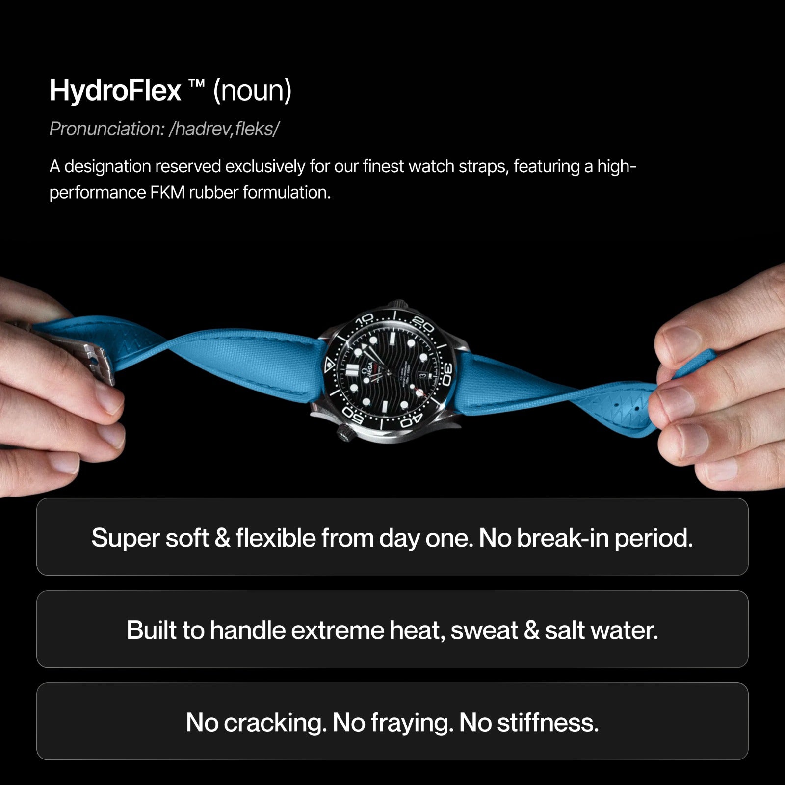 Loop-less™ HydroFlex™ | Stellar Azure Edition | Light Blue Strap with Light Blue Stitching