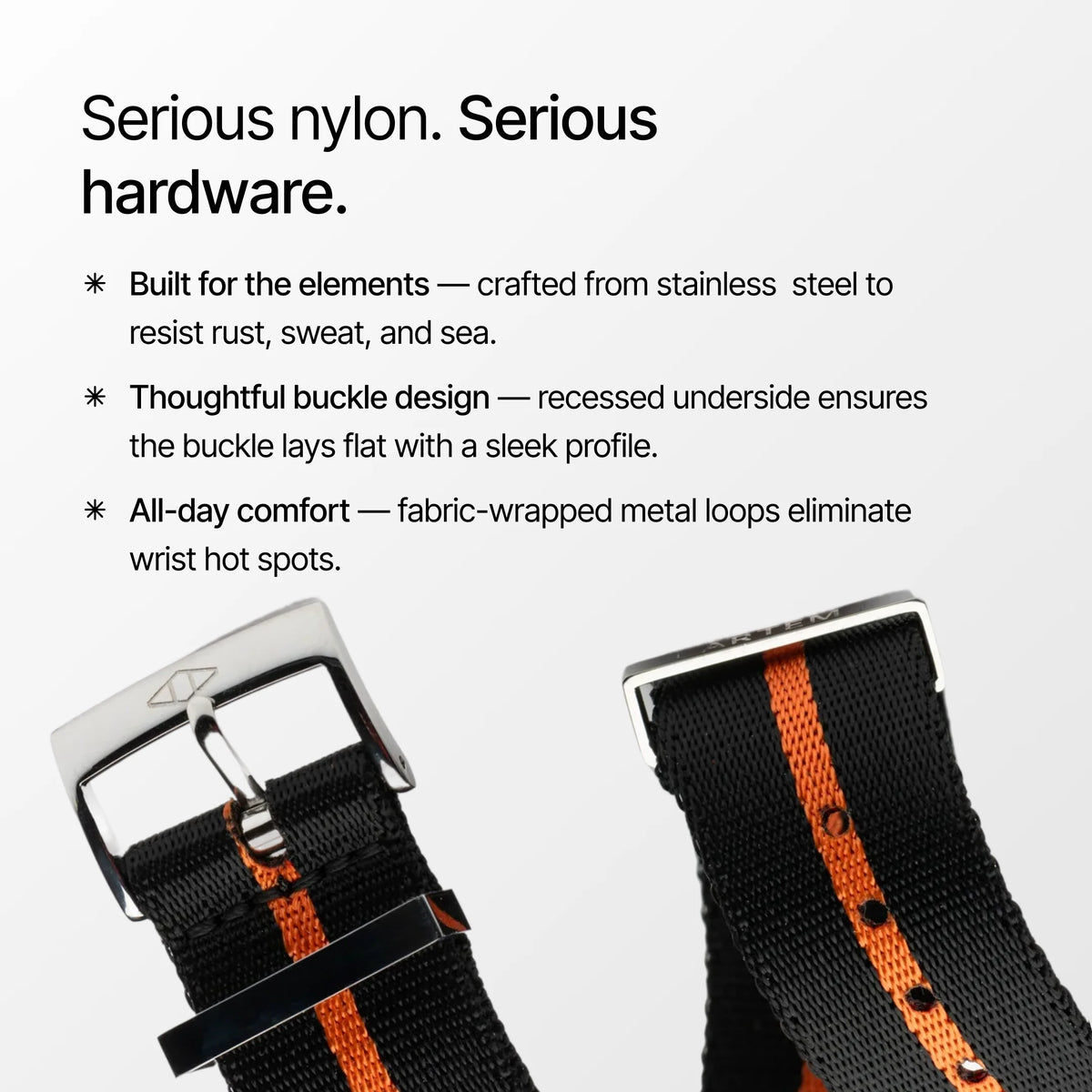 Orange Pin Stripe Nylon Watch Strap explainer