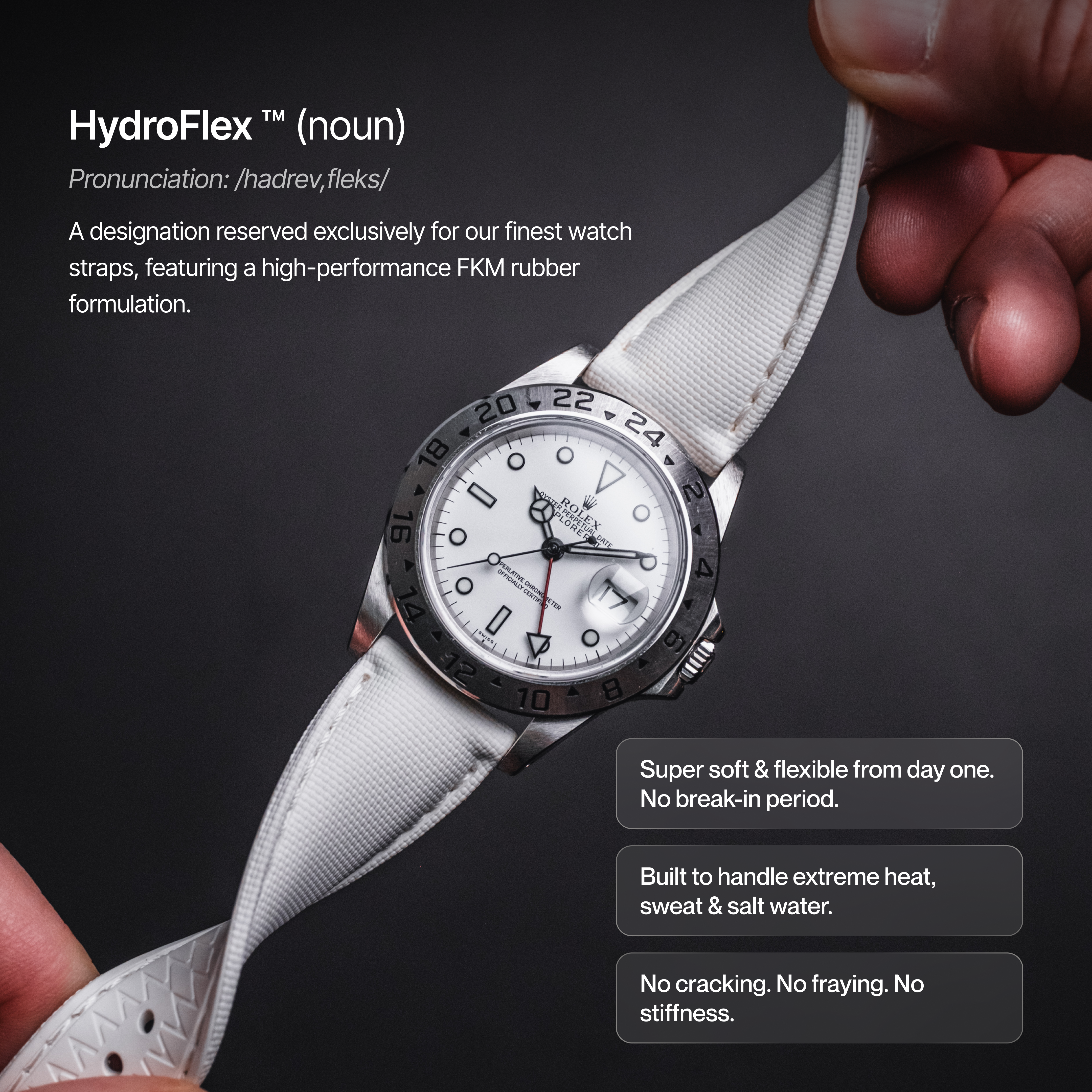 hydroflex white watch strap