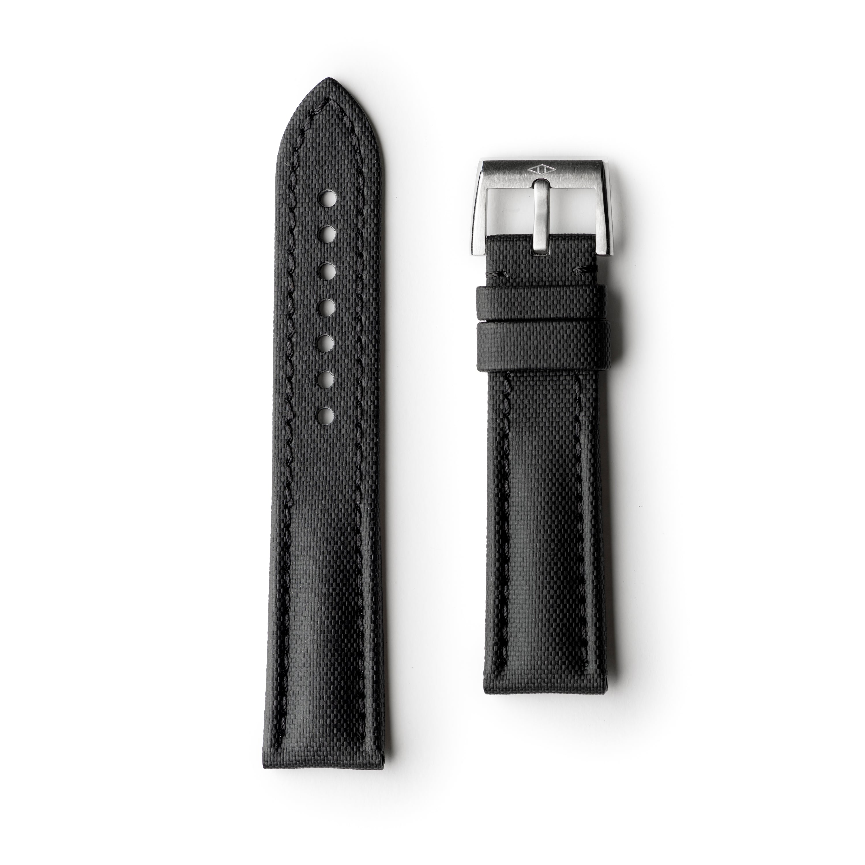 Classic Black Sailcloth Watch Strap with Black Stitching Artem Straps