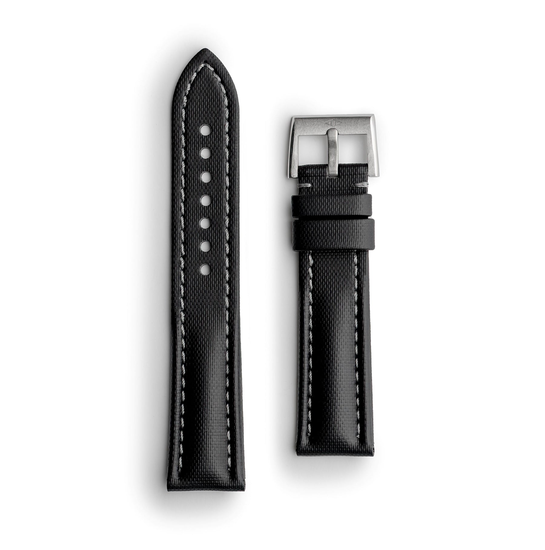 Classic Black Sailcloth Watch Strap with Grey Stitching