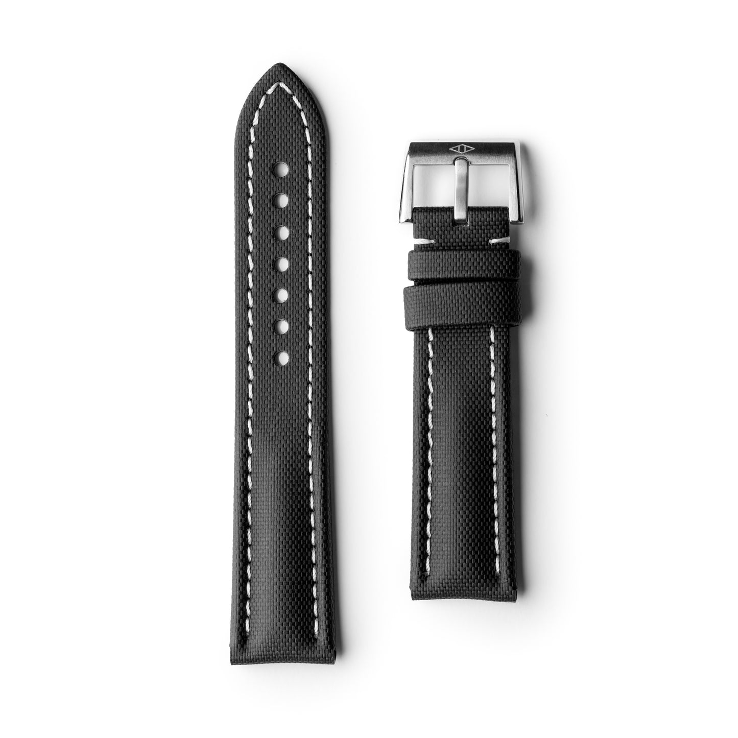 Classic | Black Sailcloth Watch Strap with White Stitching