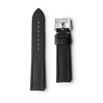 Classic | Black Sailcloth Watch Strap with White Stitching