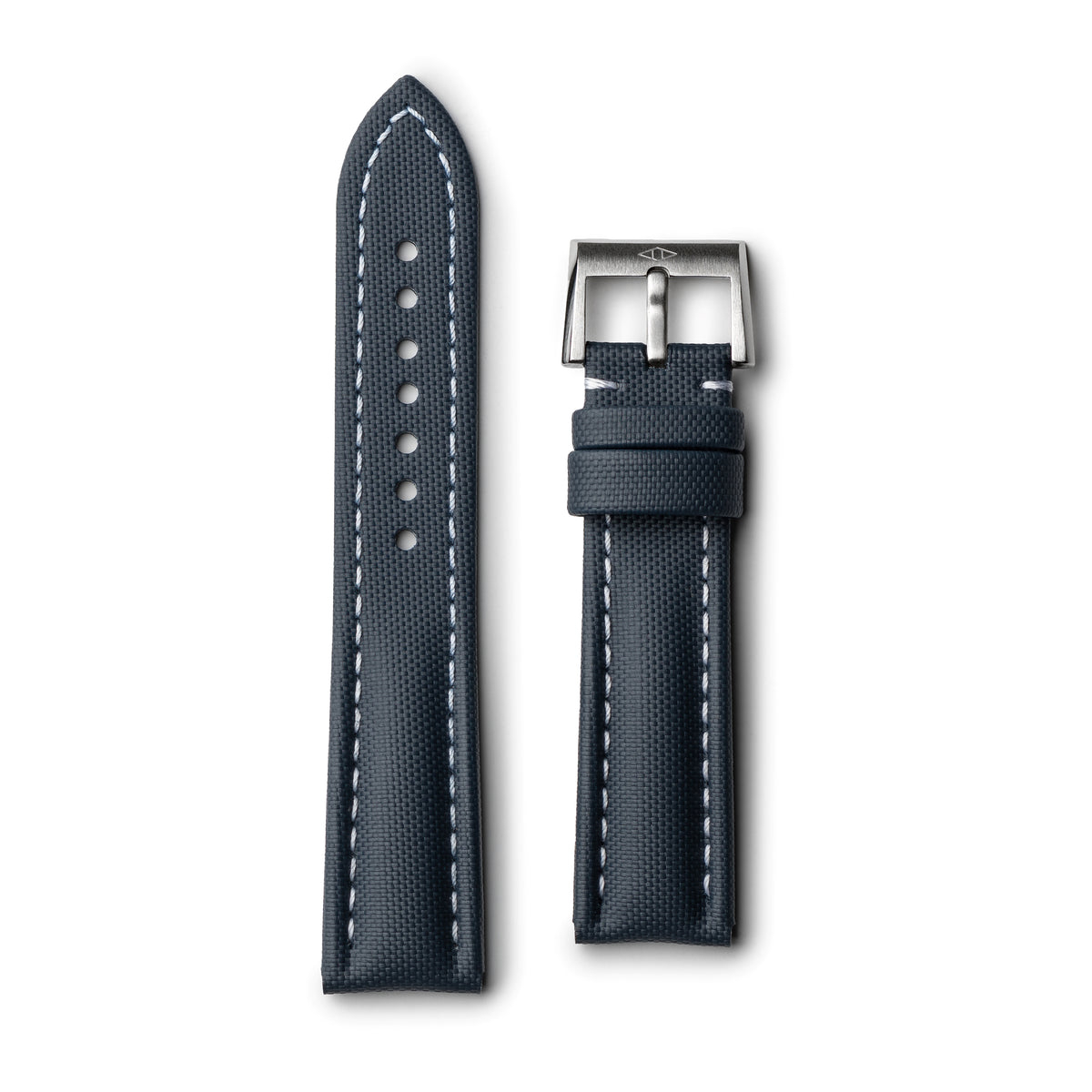 Classic Navy Blue Sailcloth Watch Strap with White Stitching