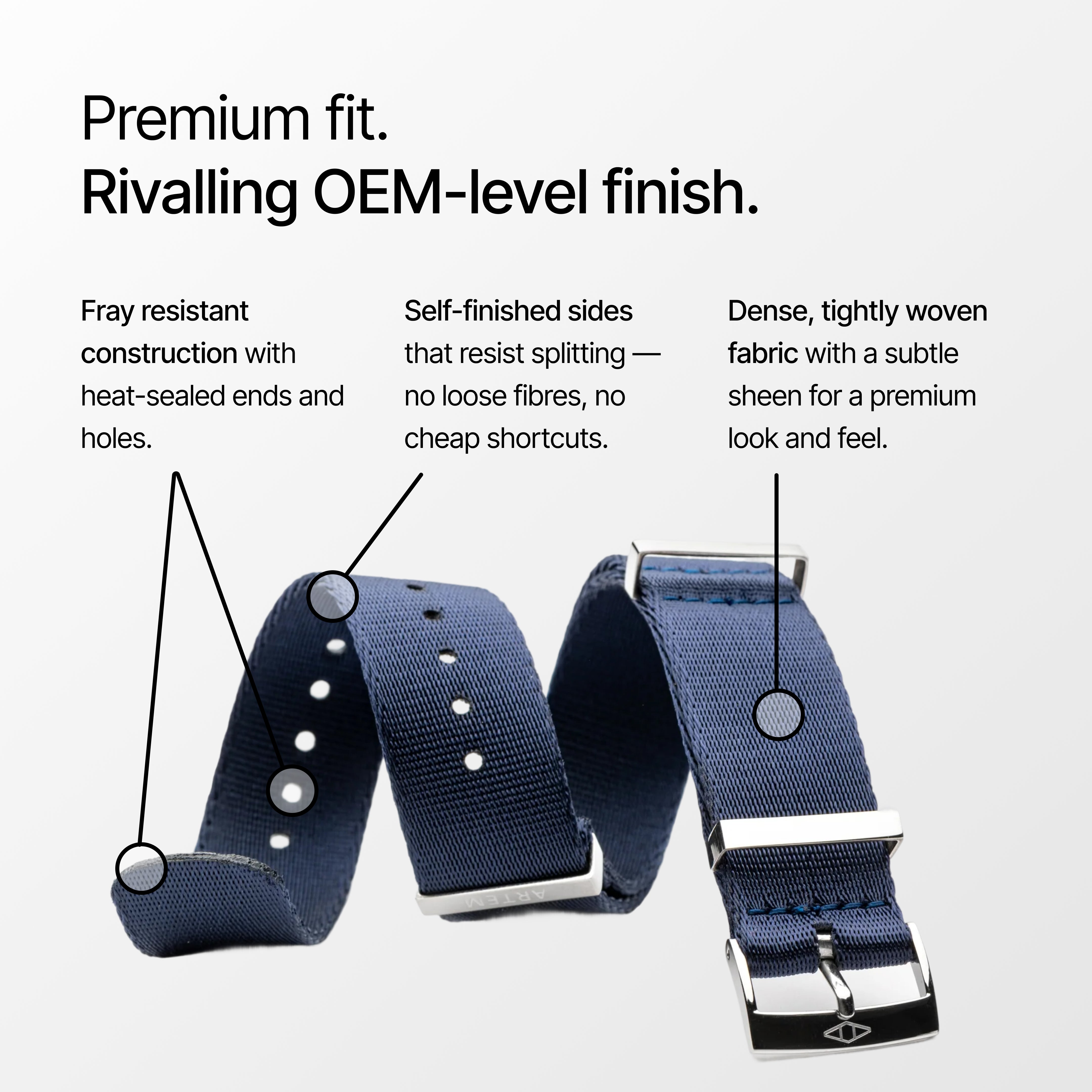 Navy Blue Nylon Watch Strap