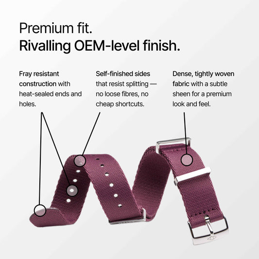 Burgundy Nylon Watch Strap