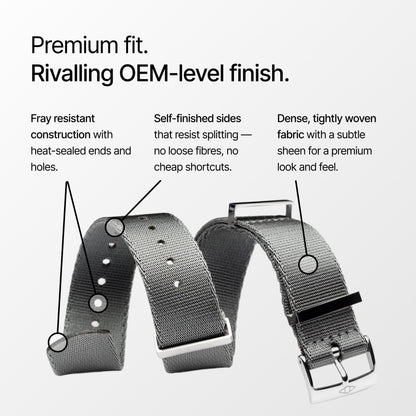 Grey Nylon Watch Strap