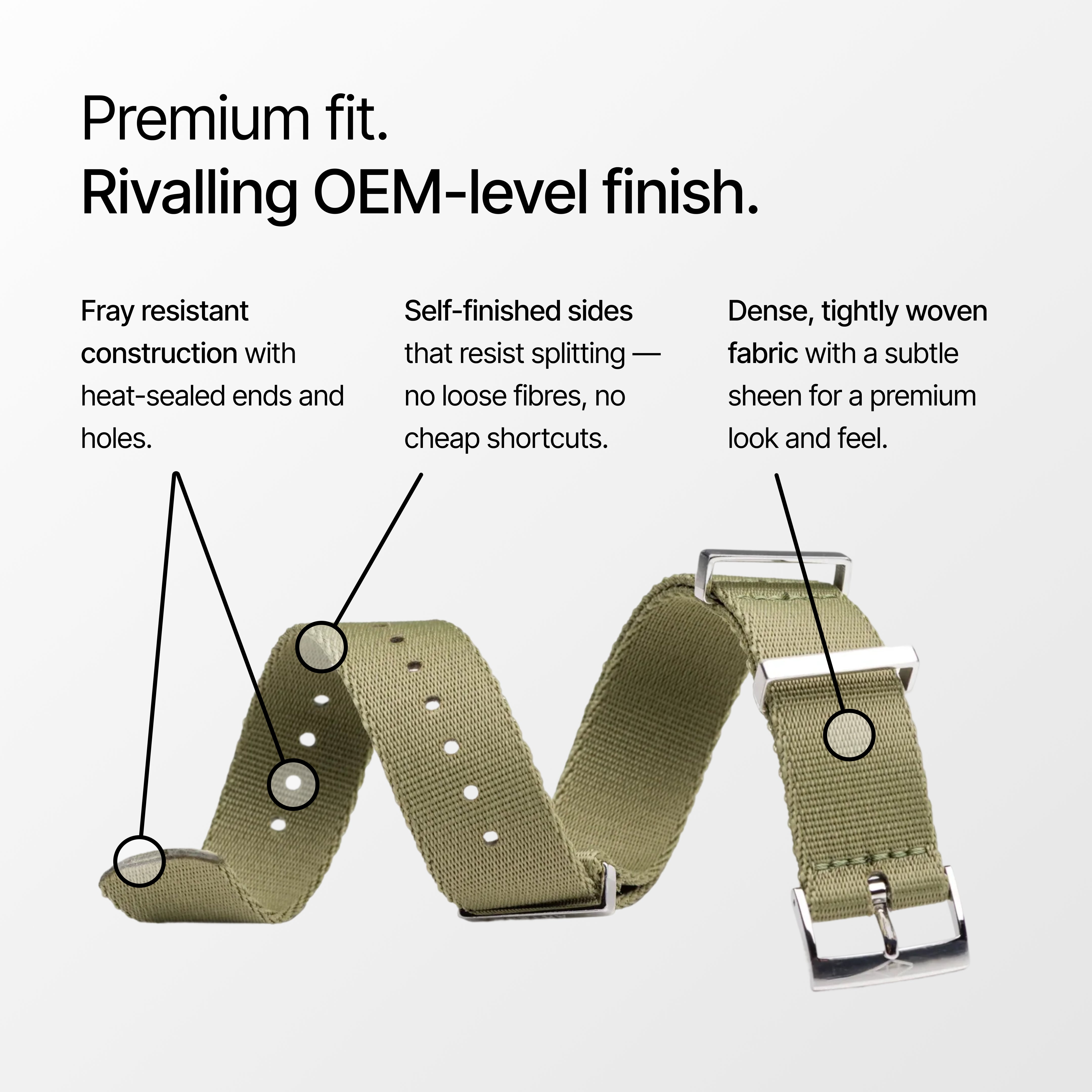 Khaki Green Nylon Watch Strap