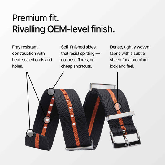Orange Pin Stripe Nylon Watch Strap