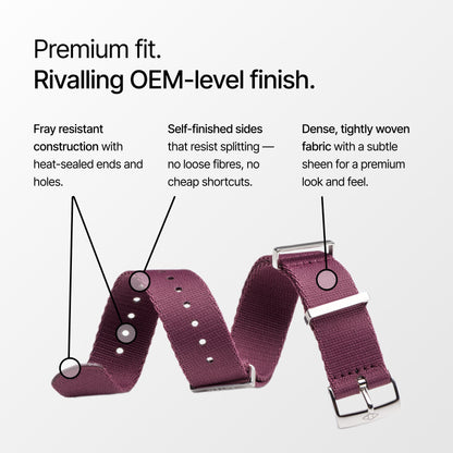 Burgundy Nylon Watch Strap