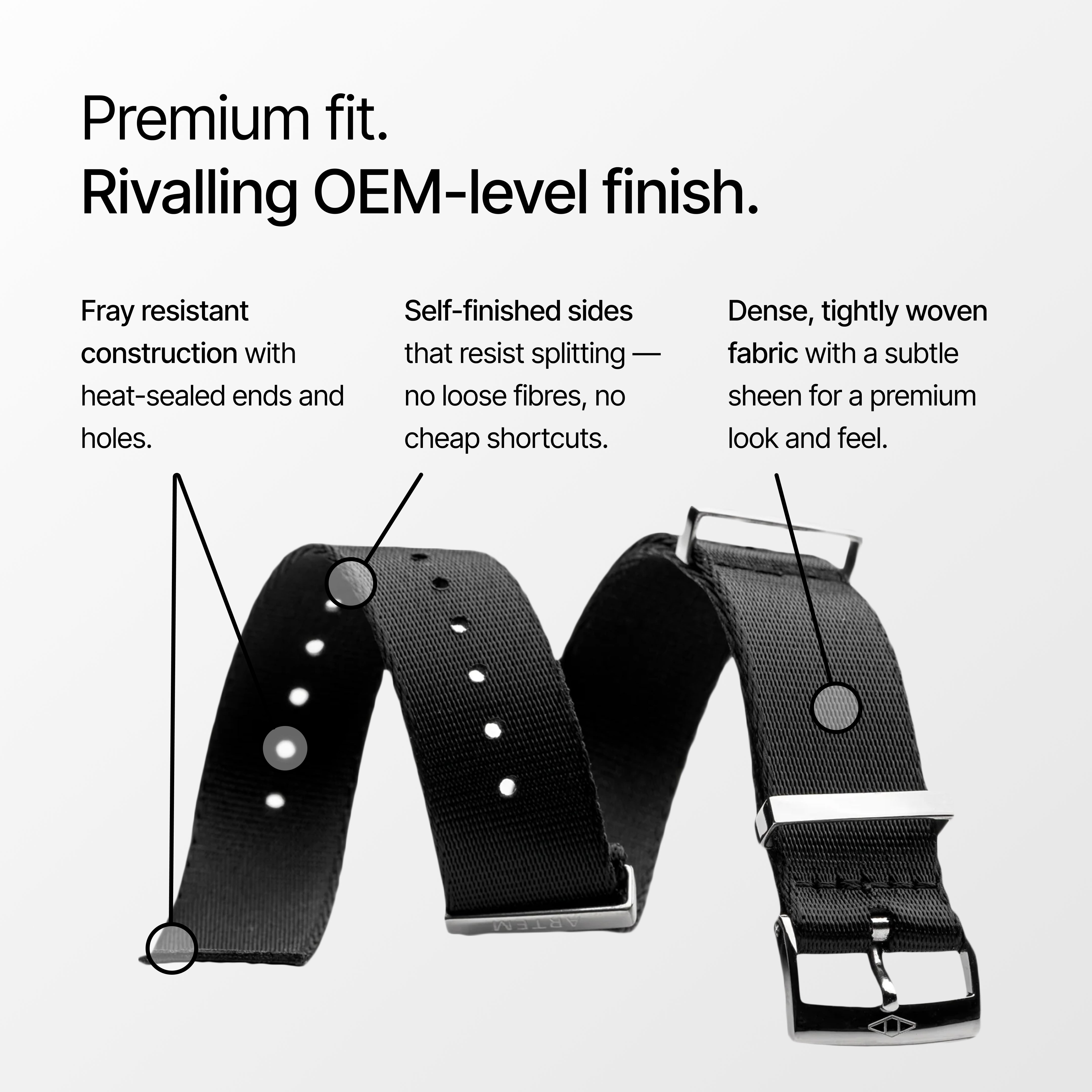 Black Nylon Watch Strap