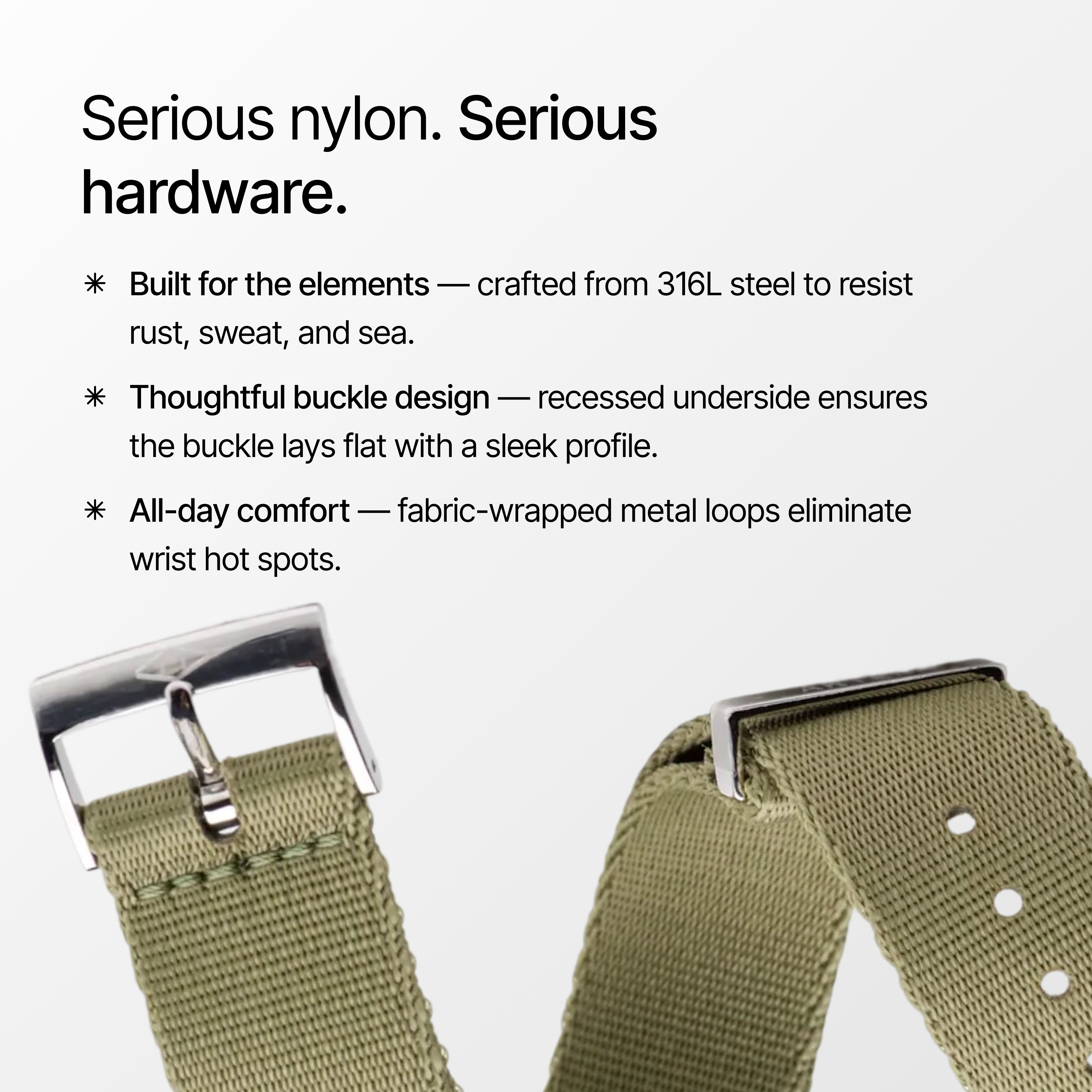 Khaki Green Nylon Watch Strap