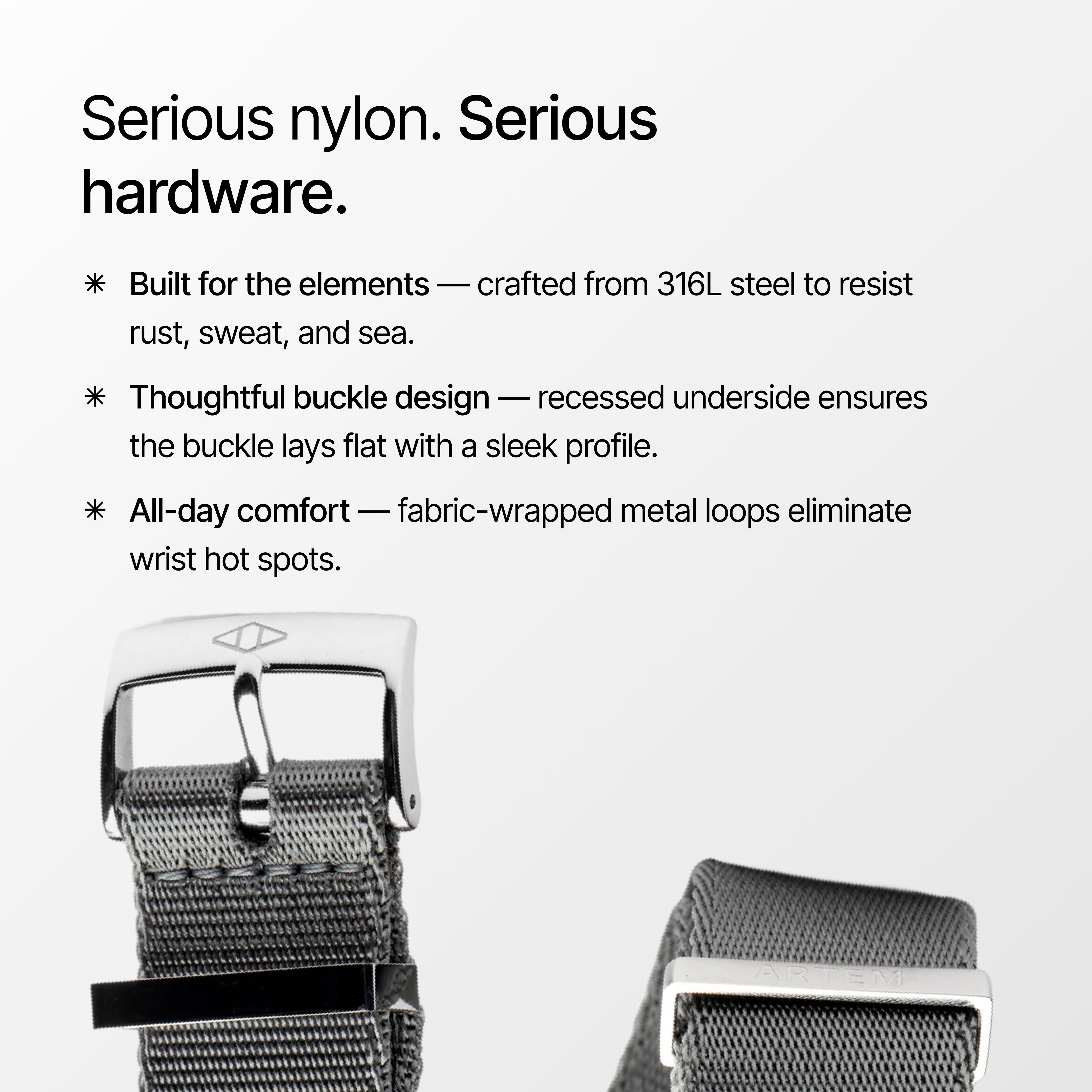 Grey Nylon Watch Strap