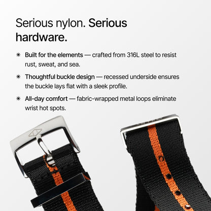 Orange Pin Stripe Nylon Watch Strap