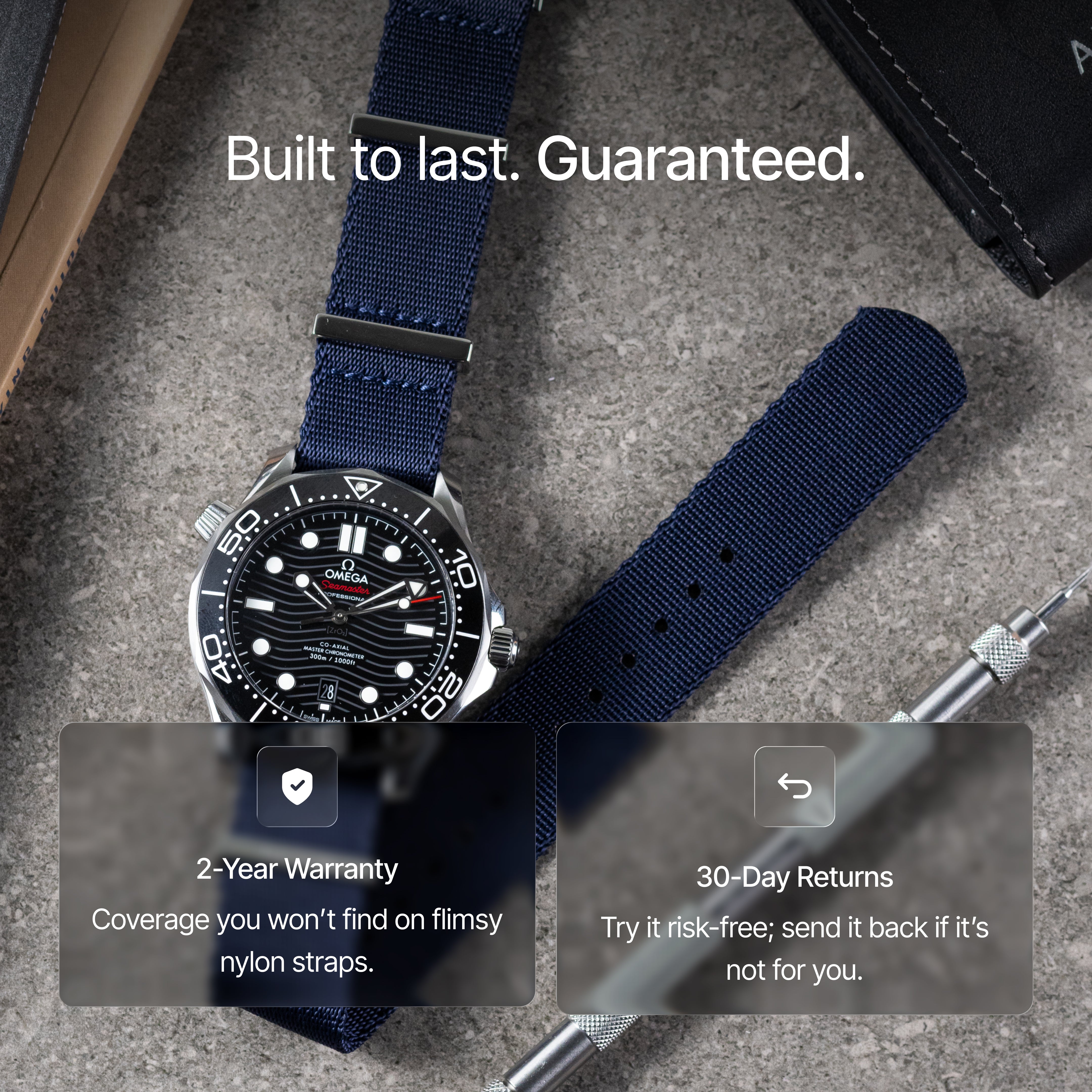 Navy Blue Nylon Watch Strap