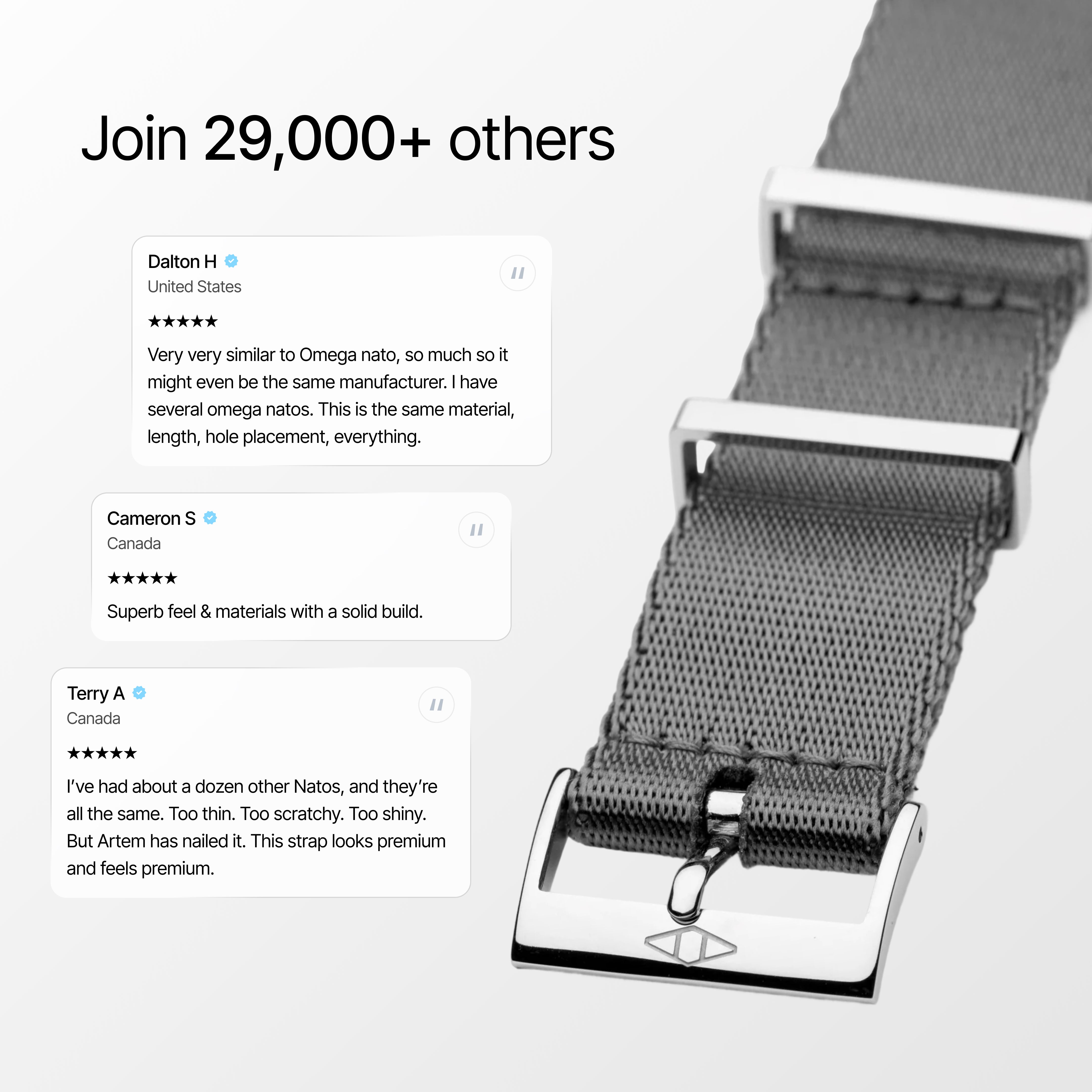 Grey Nylon Watch Strap