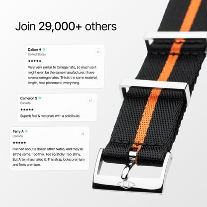 Orange Pin Stripe Nylon Watch Strap