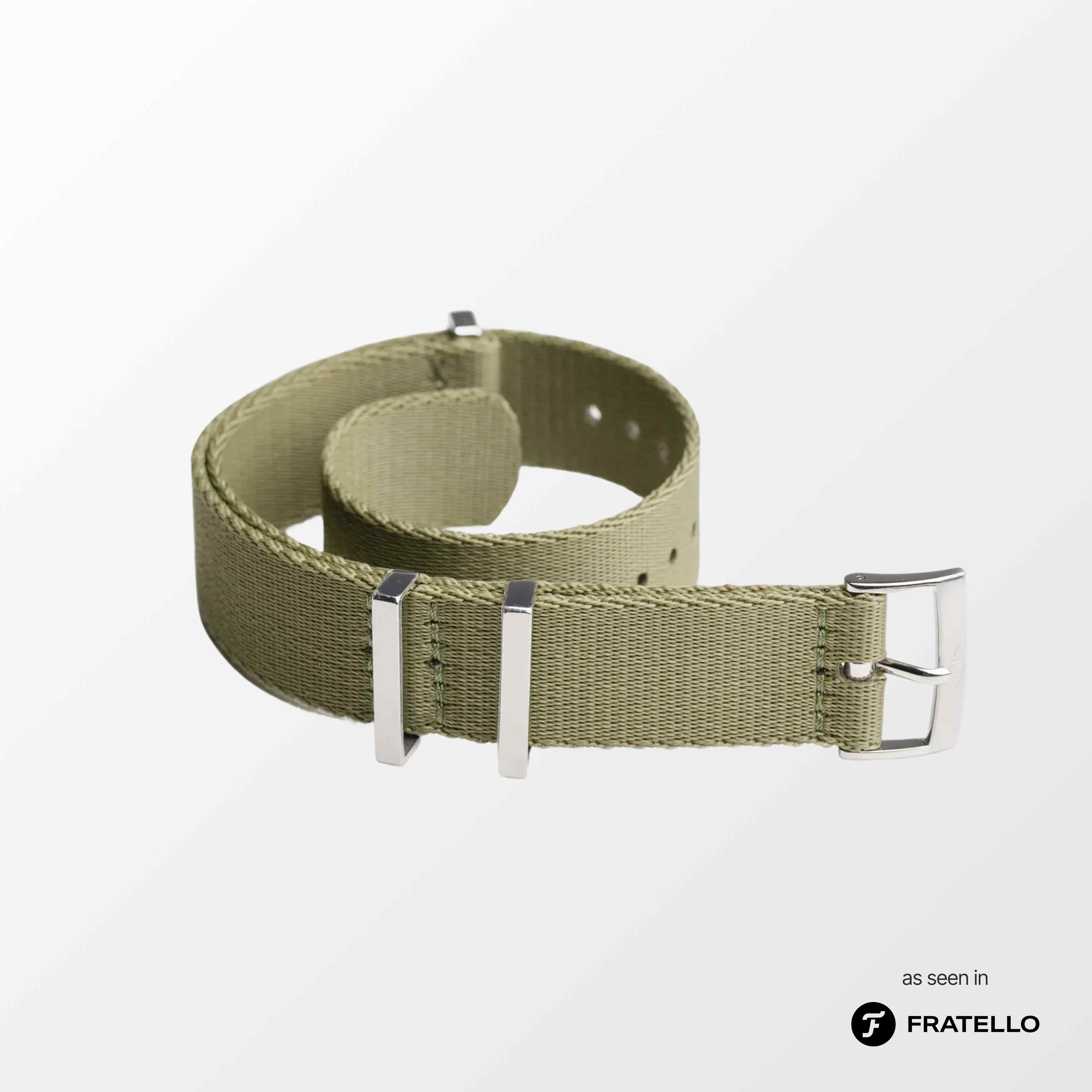 ‍Khaki Green Nylon Watch Strap (100% off)