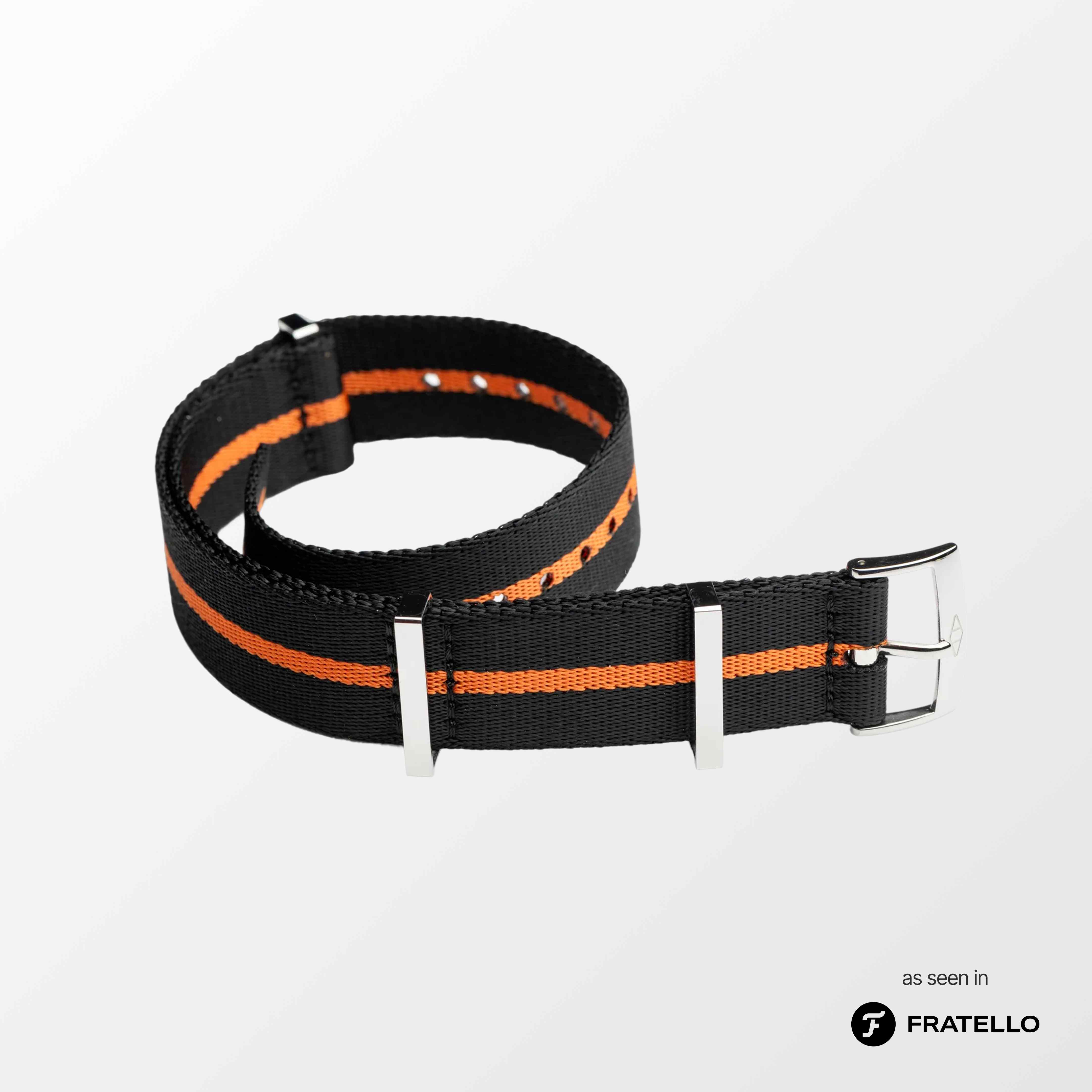‍Orange Pin Stripe Nylon Watch Strap (100% off)