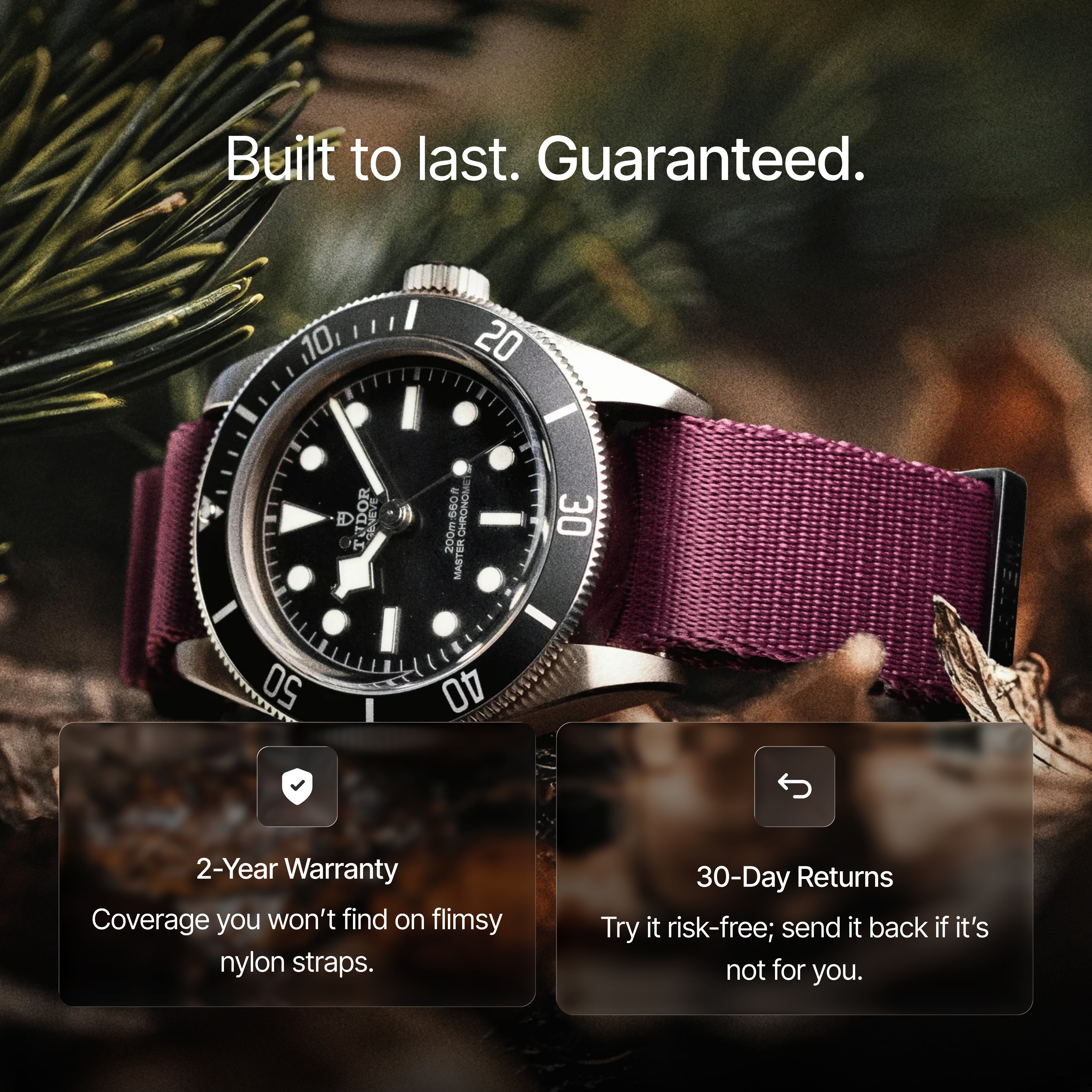 Burgundy Nylon Watch Strap