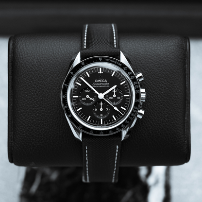 Classic | Black Sailcloth Watch Strap with White Stitching