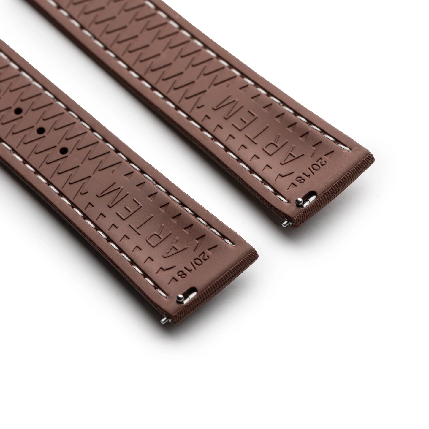 Loop-less™ HydroFlex™ Brown Sailcloth Watch Strap with White Stitching