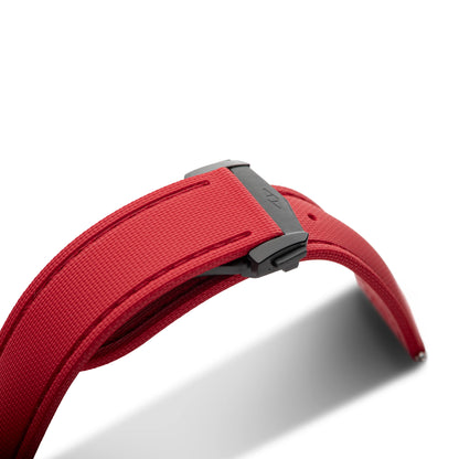 Loop-less™ HydroFlex™ Red Sailcloth Watch Strap with Red Stitching