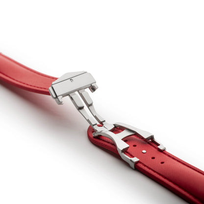 Loop-less™ HydroFlex™ Red Sailcloth Watch Strap with Red Stitching