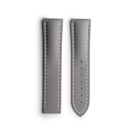 Loop-less™ HydroFlex™ Grey Sailcloth Watch Strap with White Stitching