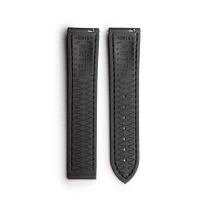 Loop-less™ HydroFlex™ Black Sailcloth Watch Strap with Black Stitching